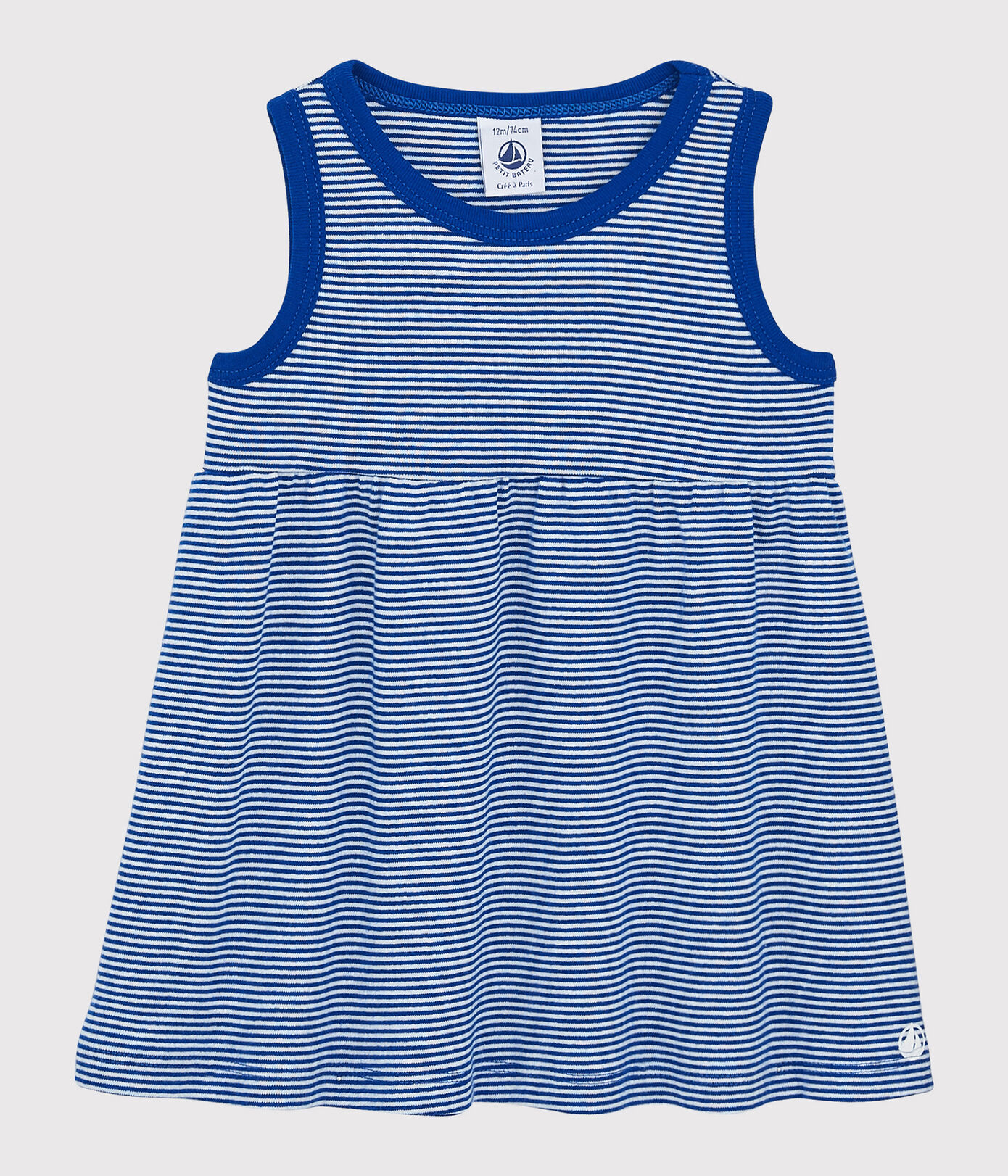 Robe rayée sans manches en cte bébé fille