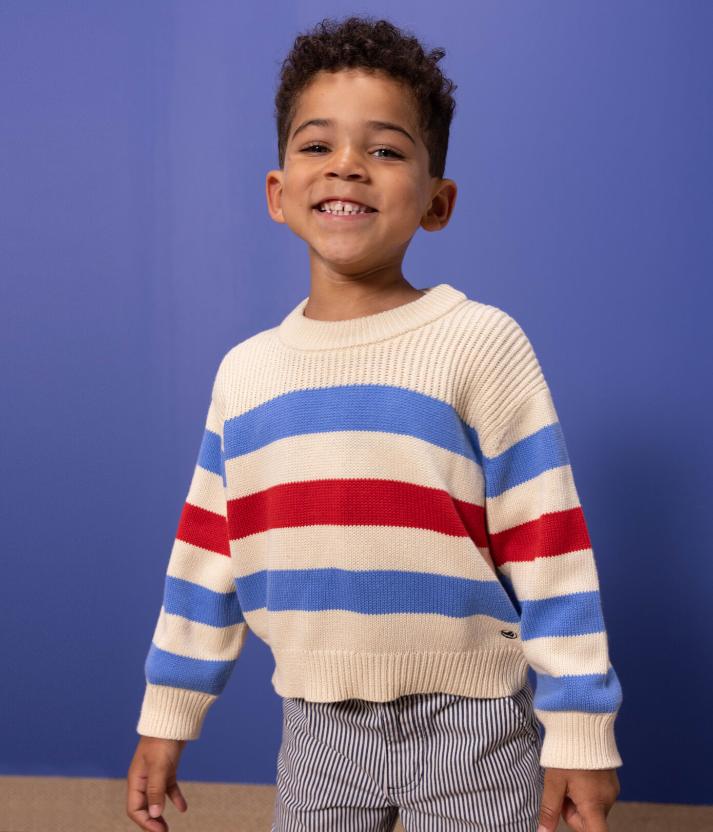 Pull rayé en coton enfant fille / garon