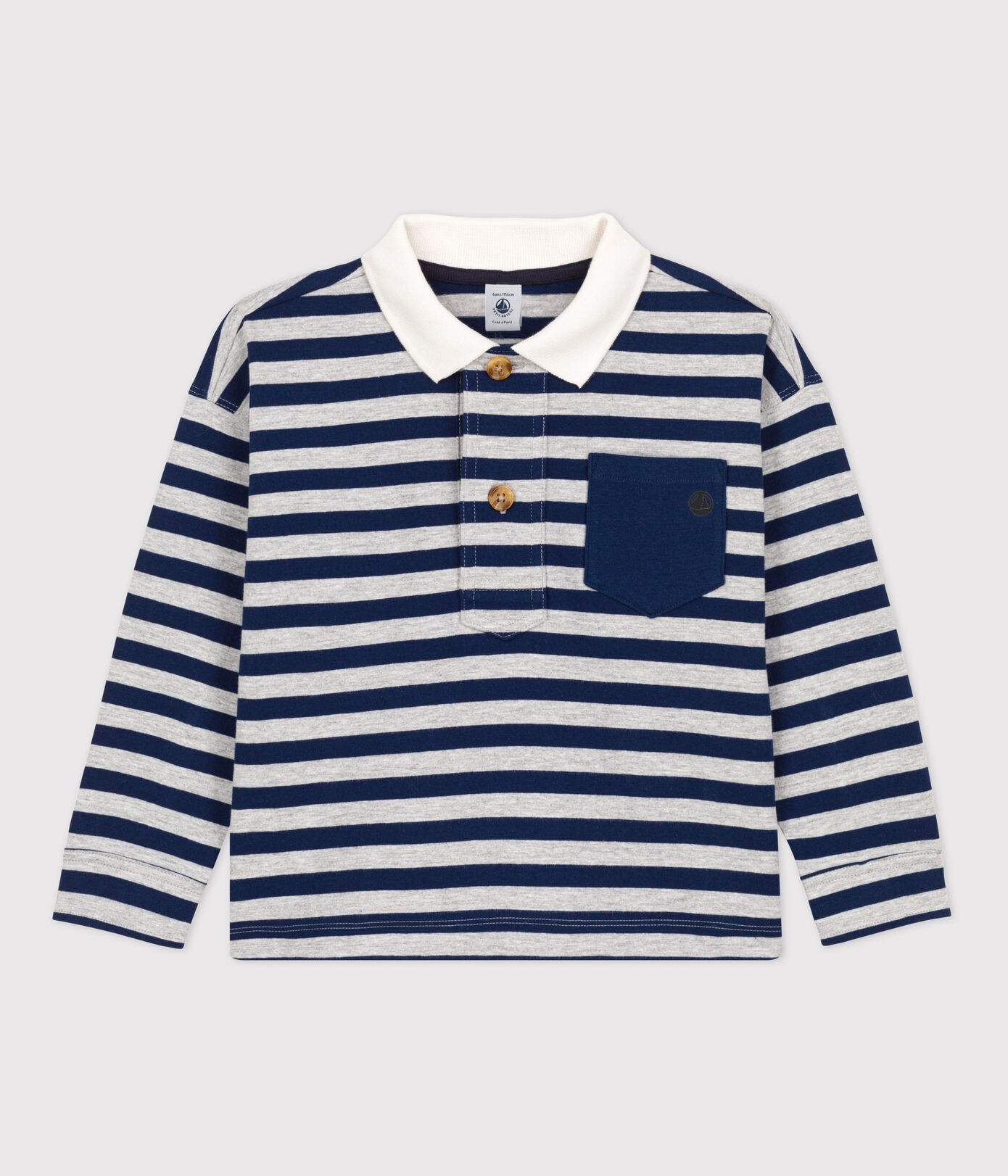 Polo rayé manches longues en coton enfant garon