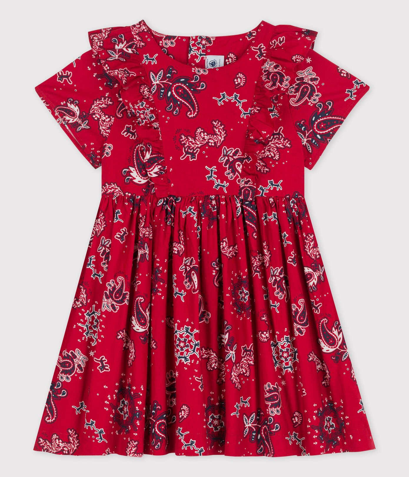 Robe manches courtes en popeline enfant fille