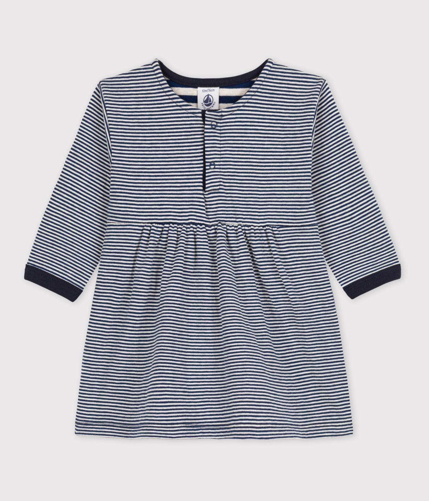 Robe manches longues rayée milleraies bébé en tubique