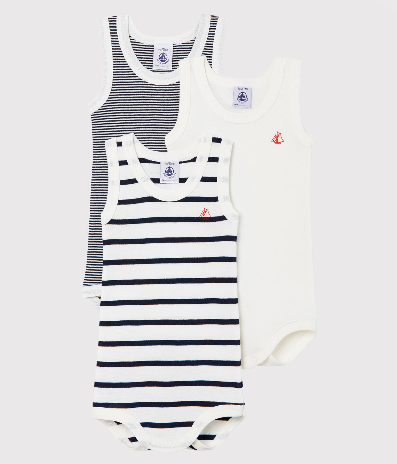 Lot de 3 bodies sans manches bébé