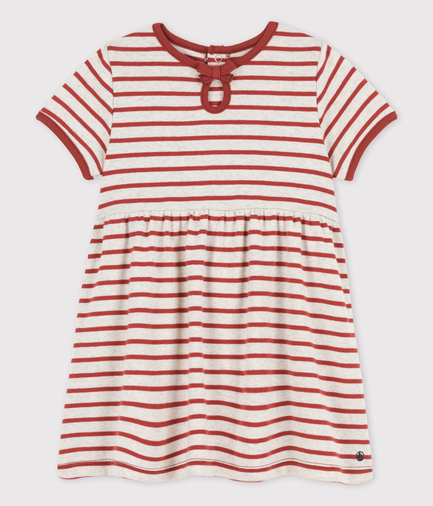 Robe manches courtes rayée en coton bio bébé
