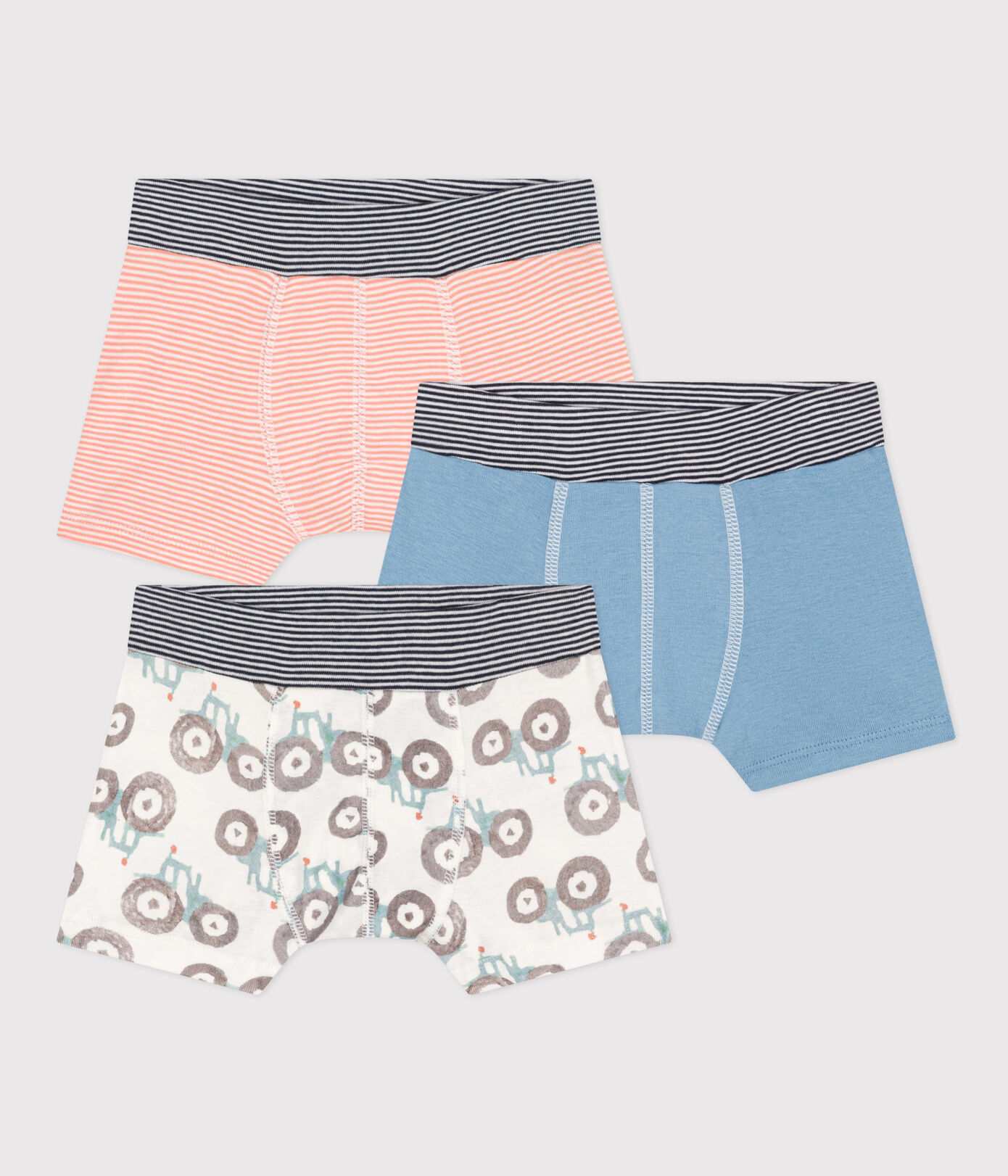 Lot de 3 boxers tracteur en coton petit garon
