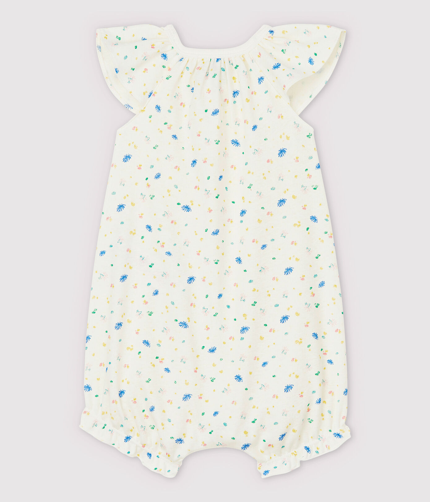 Combicourt à petites fleurs bébé en coton et lin