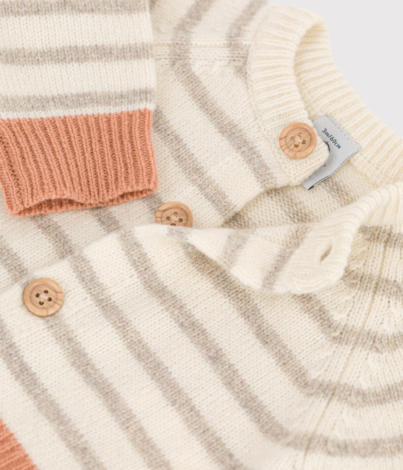 Cardigan à rayures bébé en tricot laine