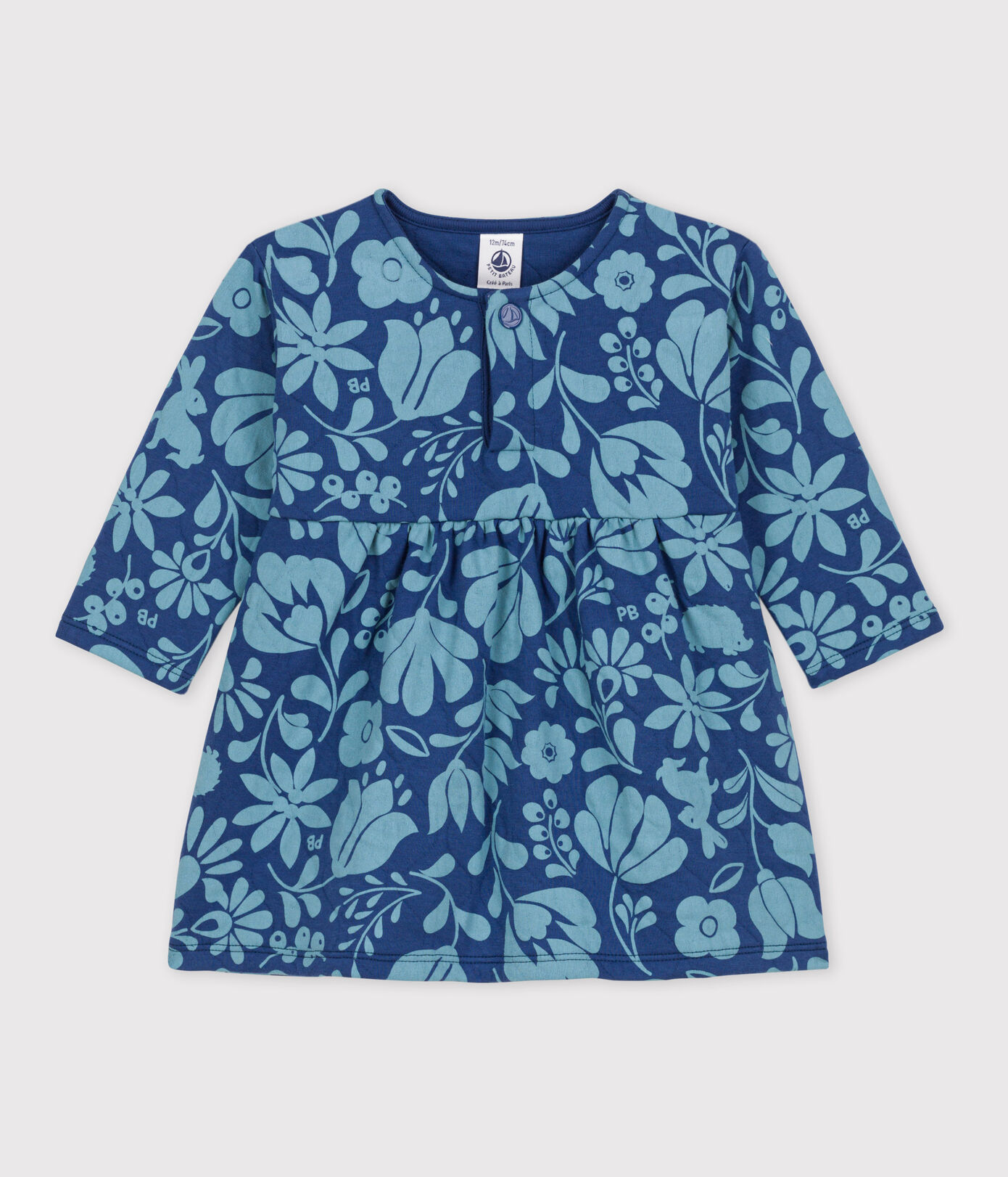 Robe manches longues bébé imprimée en tubique matelassé