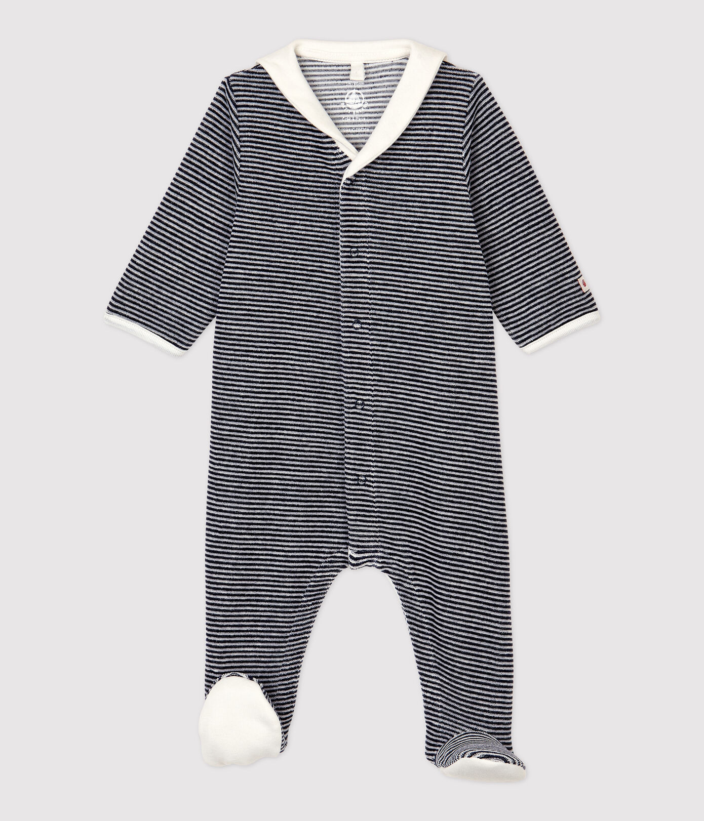Dors-bien bébé marinière en velours de coton biologique