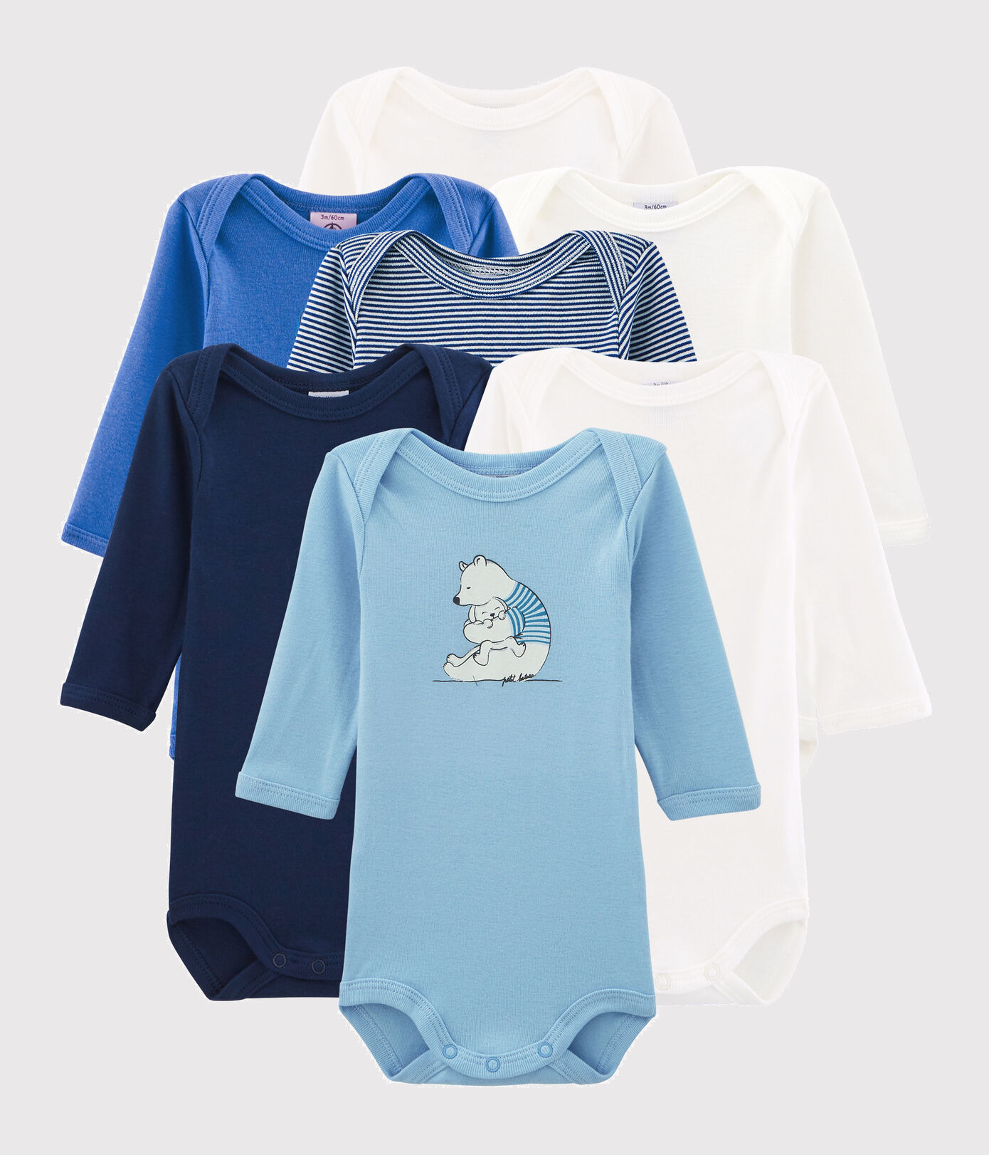 Lot surprise de 7 bodies manches longues bébé garon