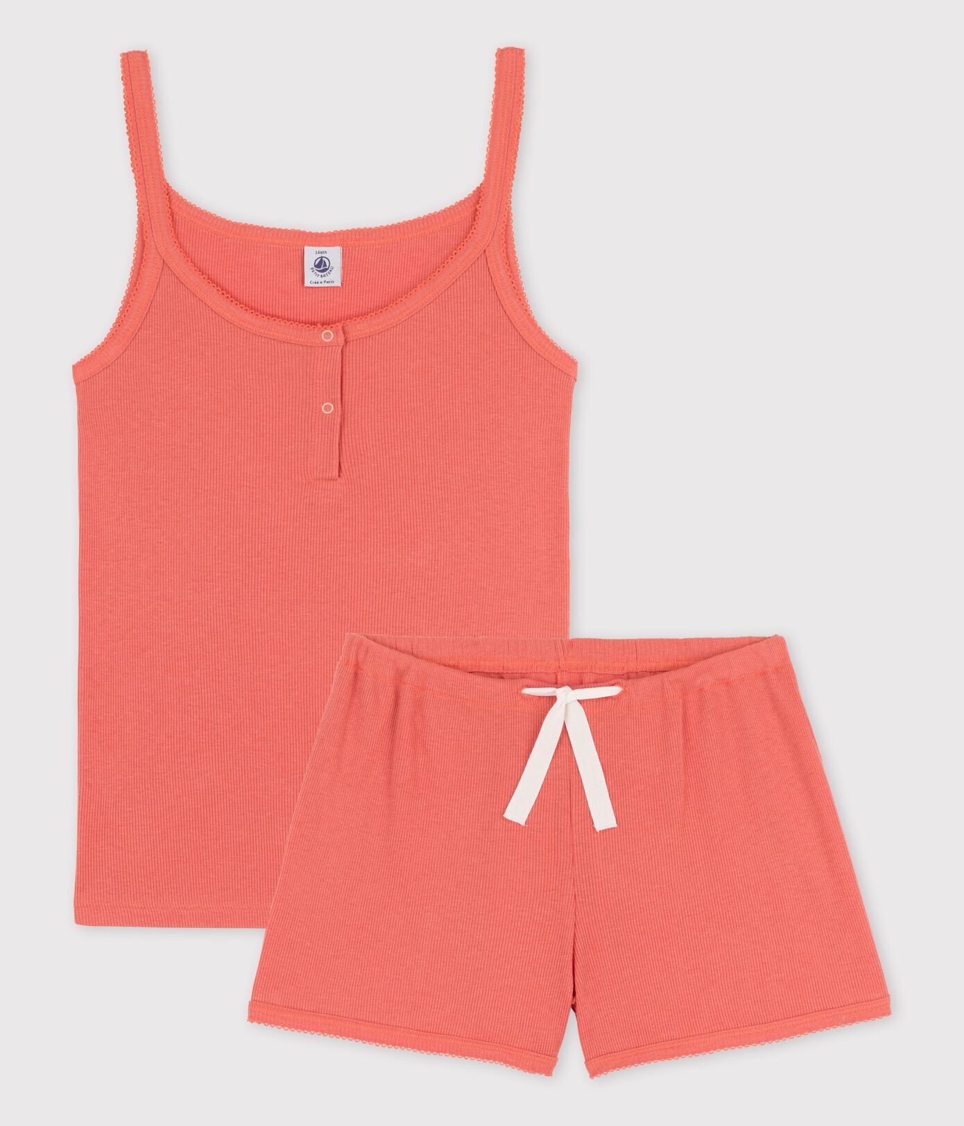 Pyjacourt uni papaye fille en coton lyocell