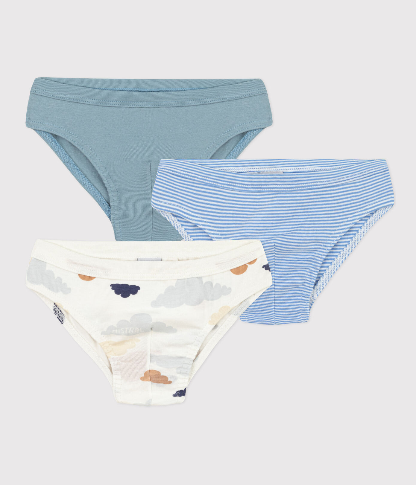 Lot de 3 slips nuages en coton petit garon