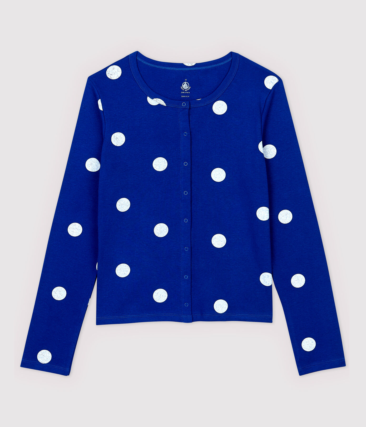 Cardigan en coton/lin imprimé Femme