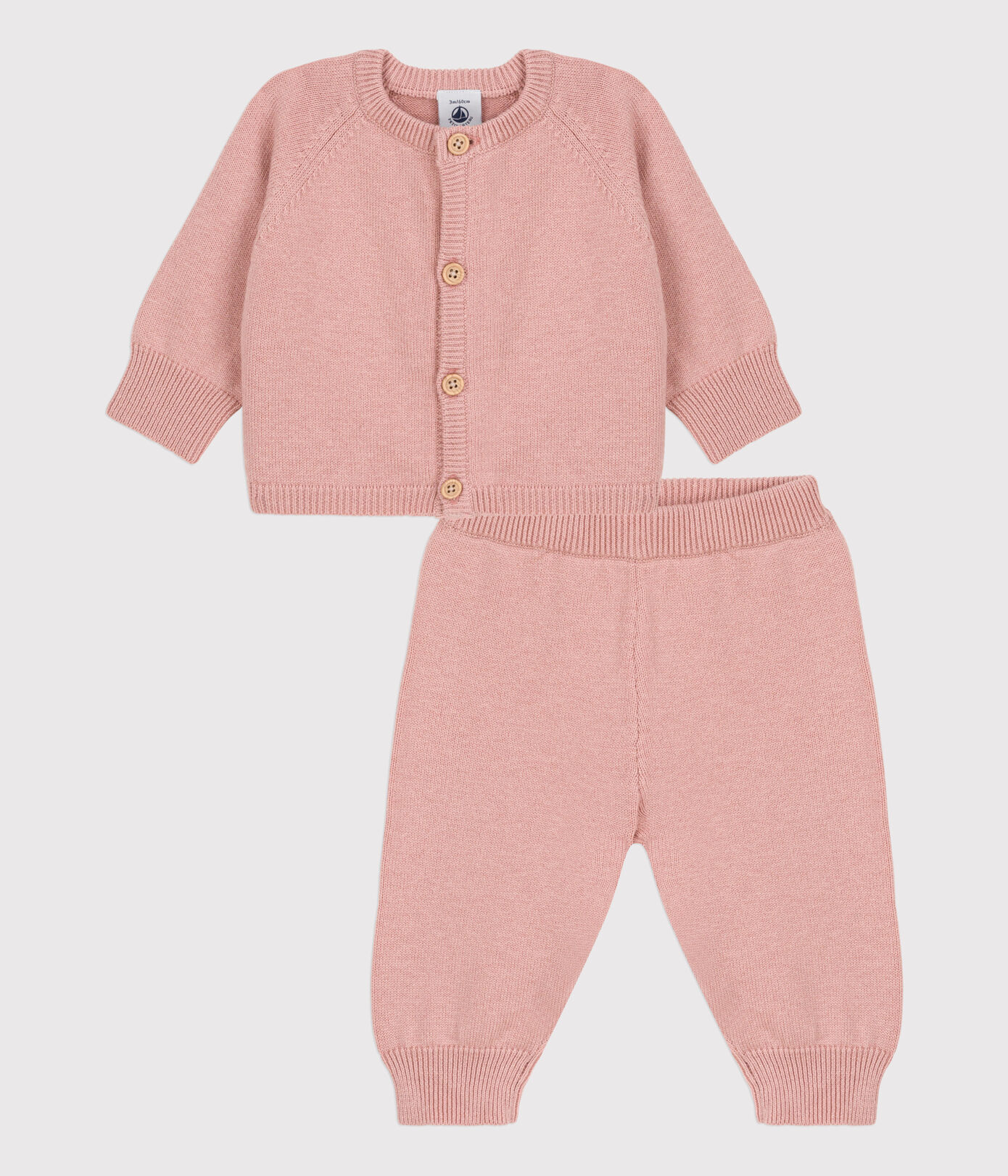 Ensemble 2 pièces bébé en tricot laine et coton