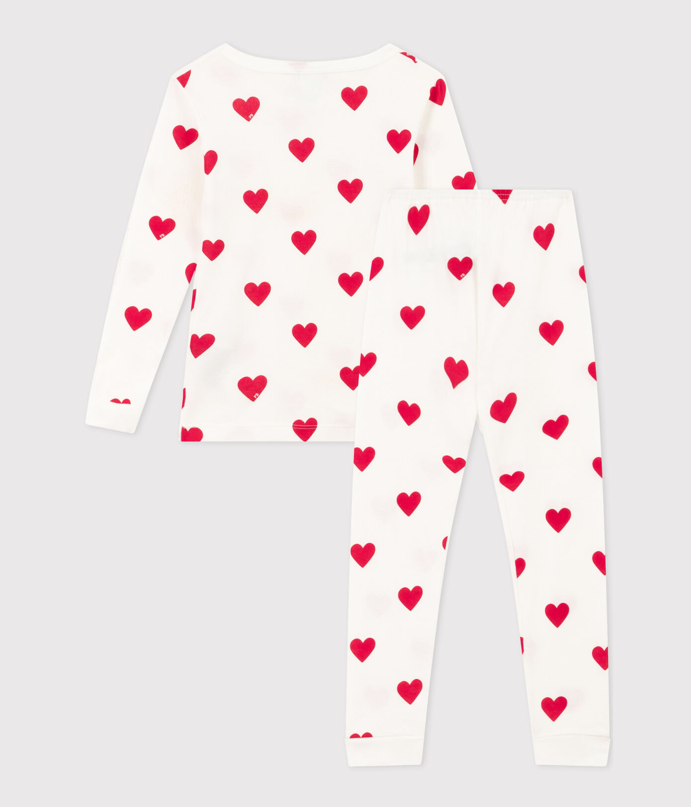 Pyjama ajusté coeurs en coton petite fille