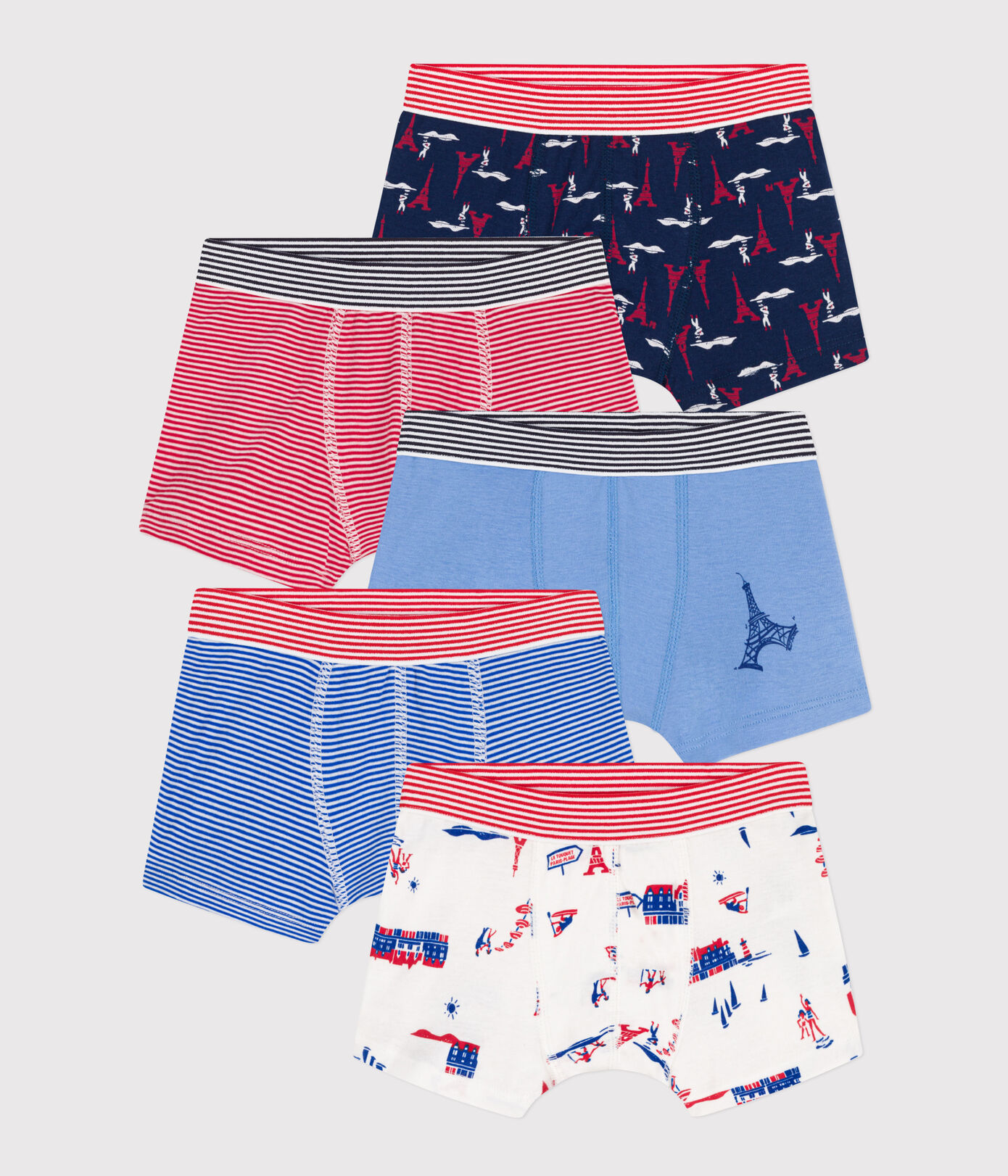 Lot de 5 boxers Paris en coton petit garon
