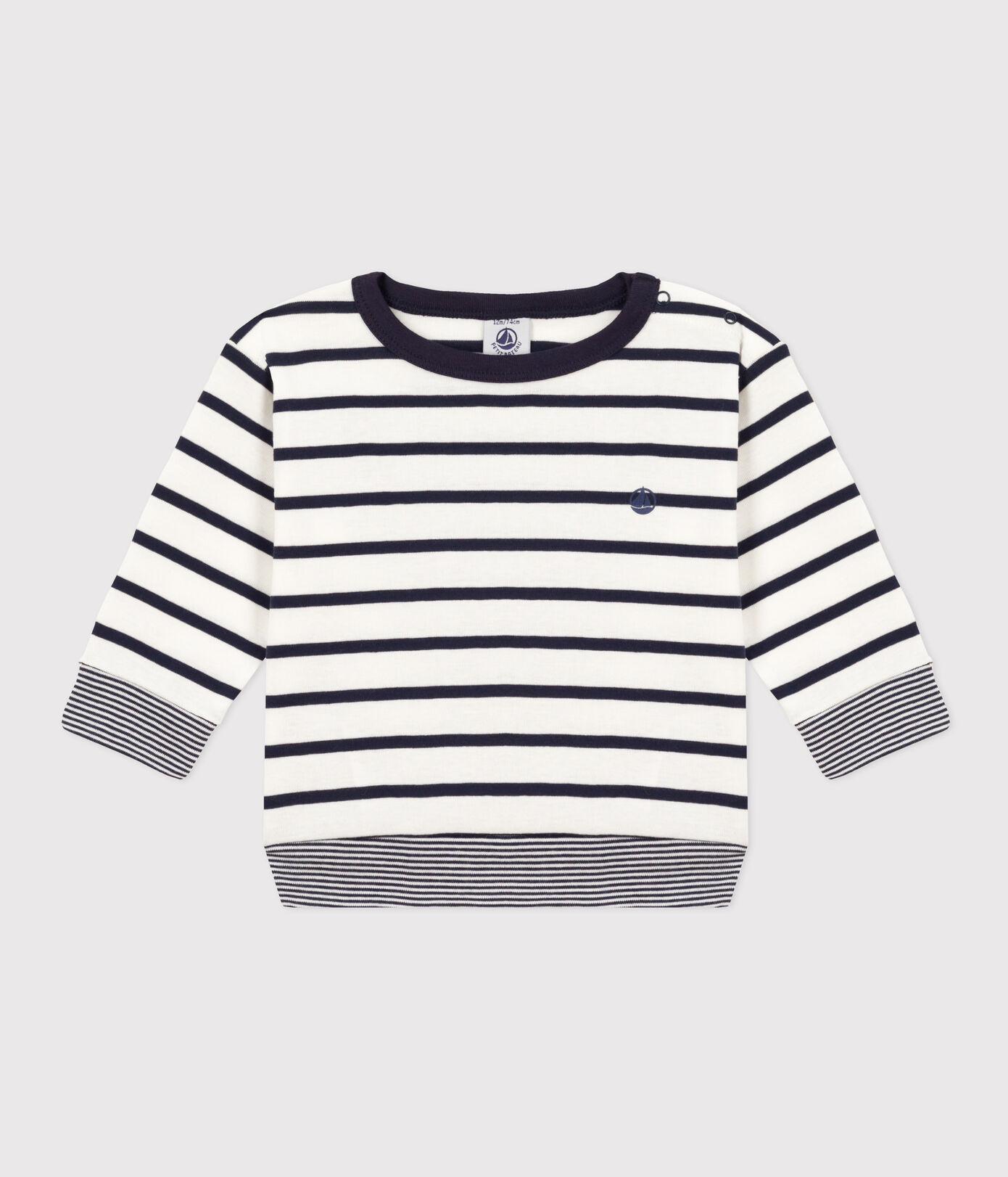 Tee-shirt manches longues en coton rayé bébé