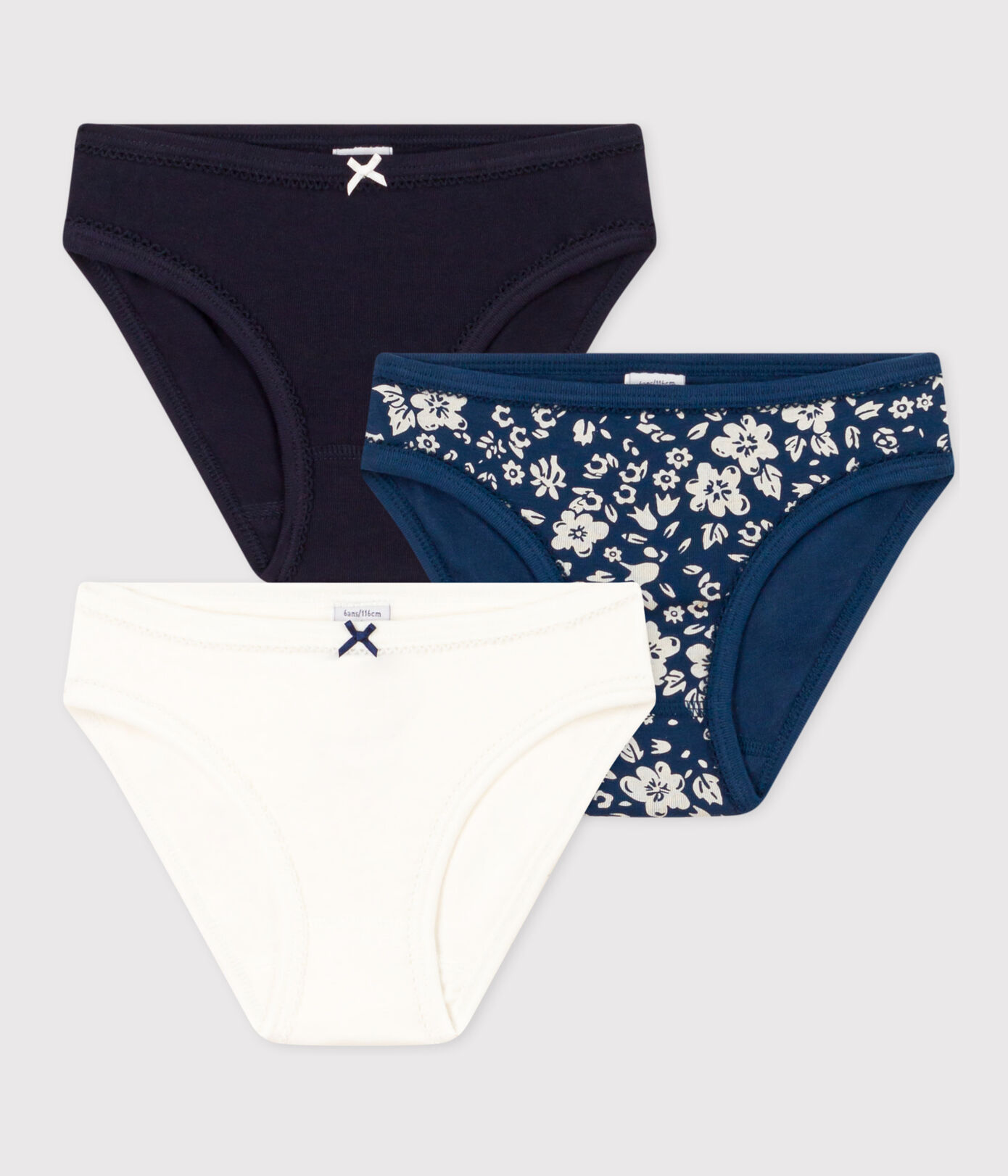 Lot de 3 culottes fleur en coton petite fille