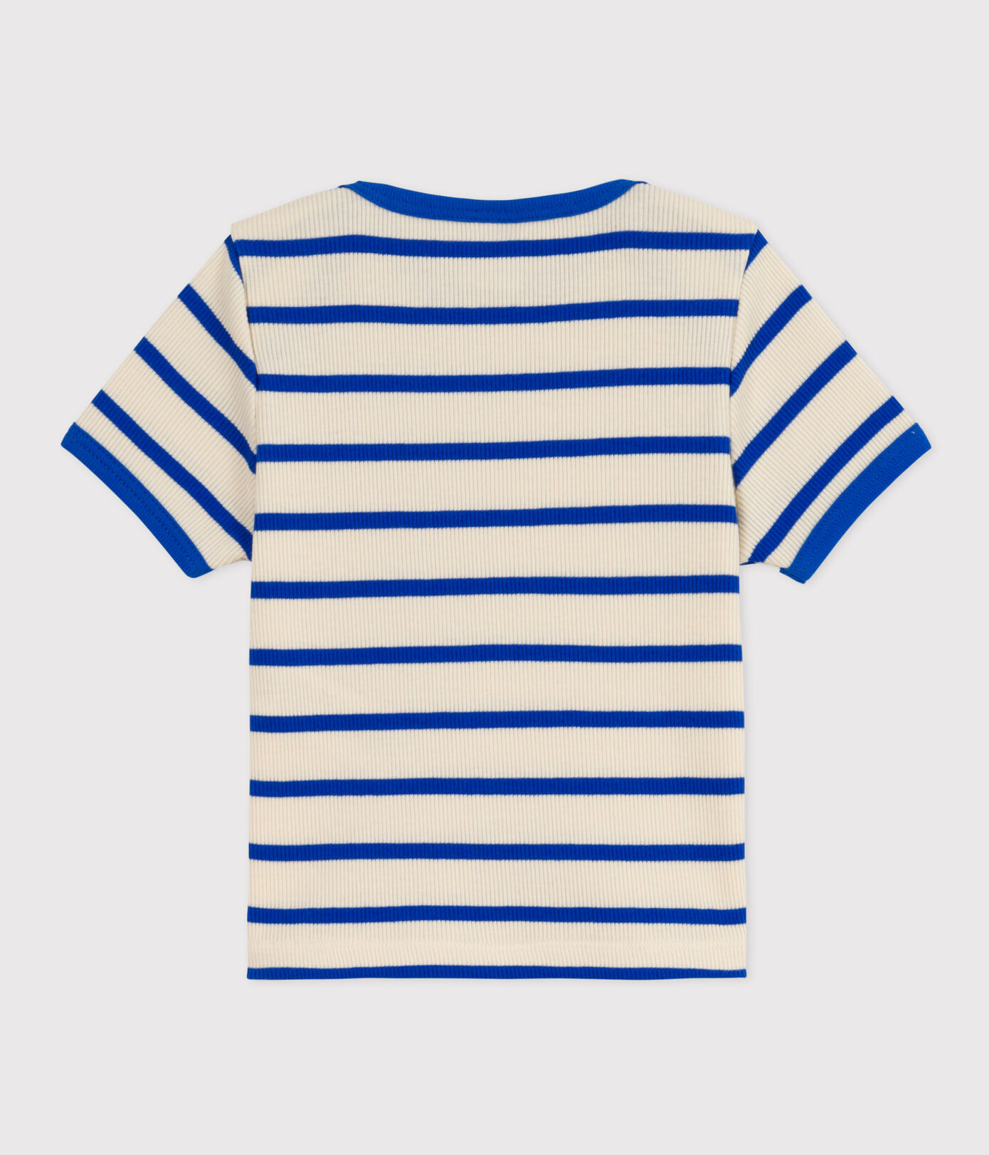 Tee-shirt manches courtes bébé en maille ctelée rayée