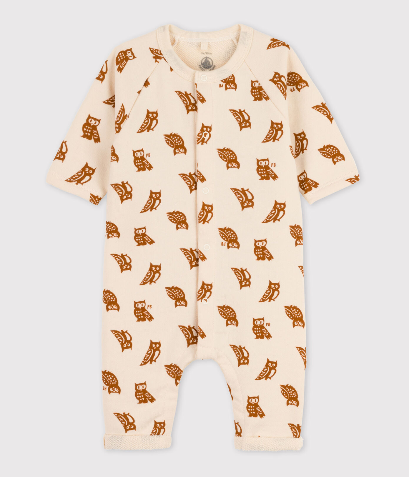 Combinaison longue imprimée hiboux bébé en coton