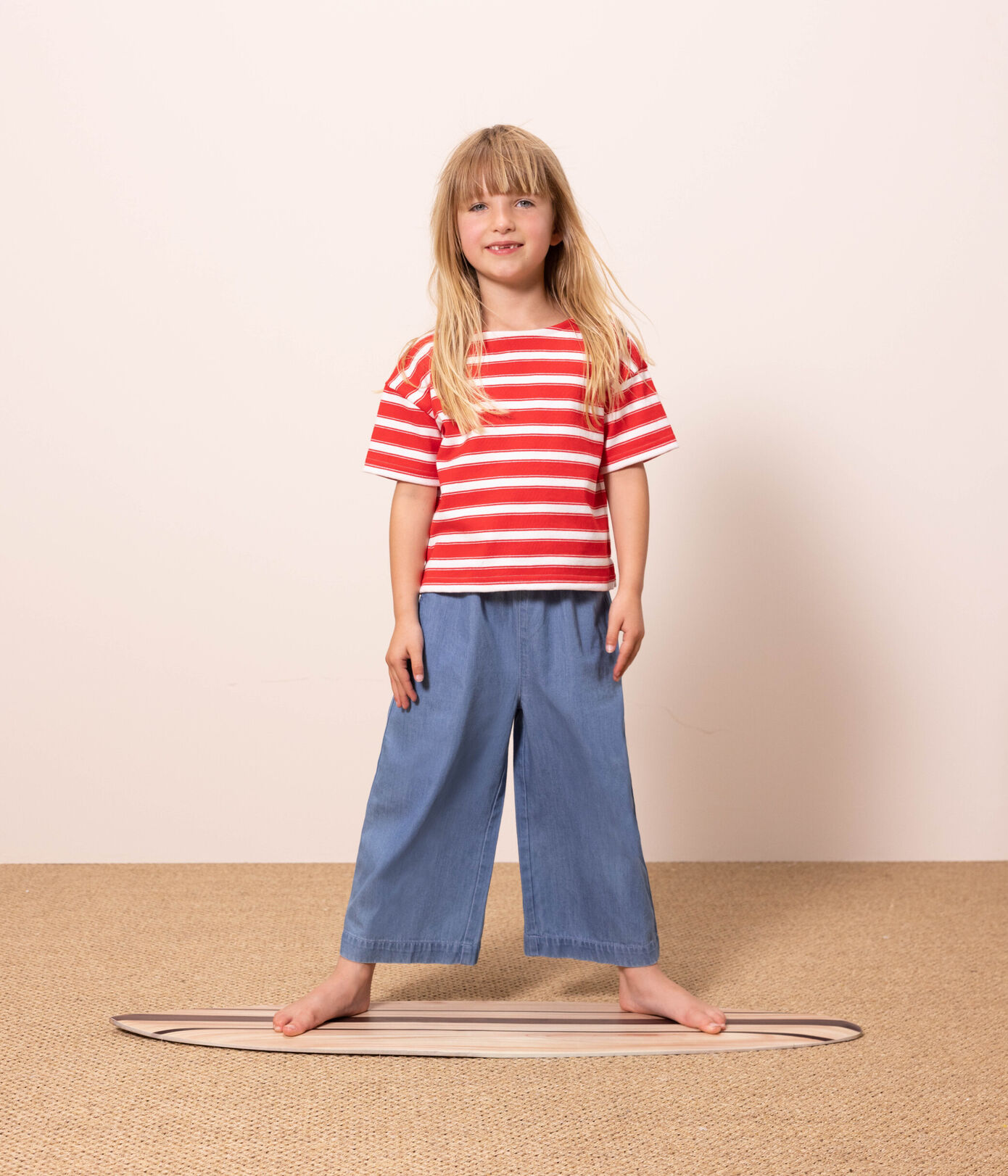 Tee-shirt rayé en coton épais enfant fille