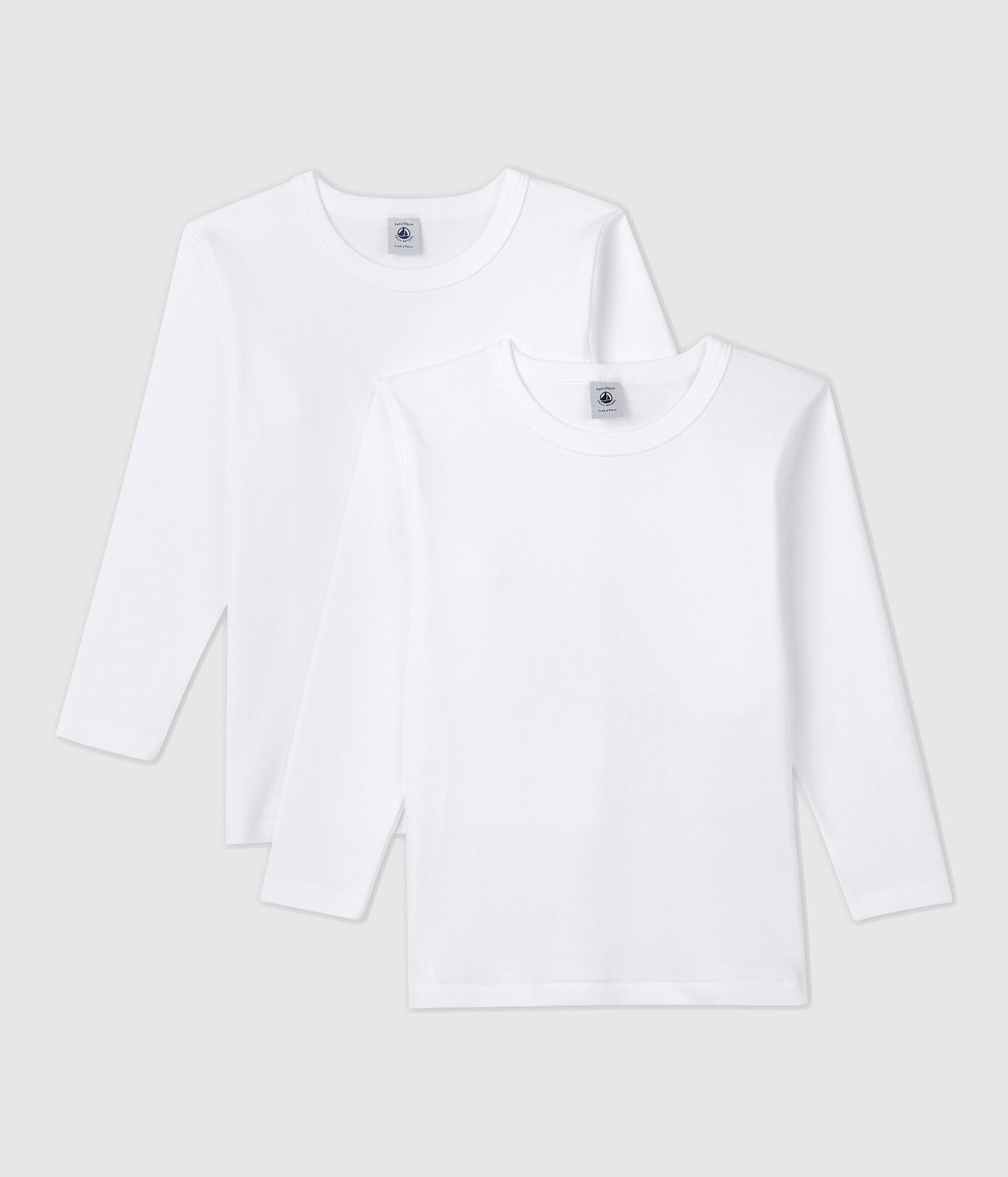 Lots de 2 tee-shirts manches longues blancs petit garon
