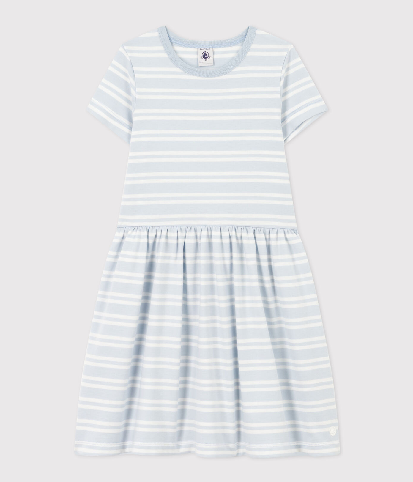 Robe rayée manches courtes en coton enfant fille