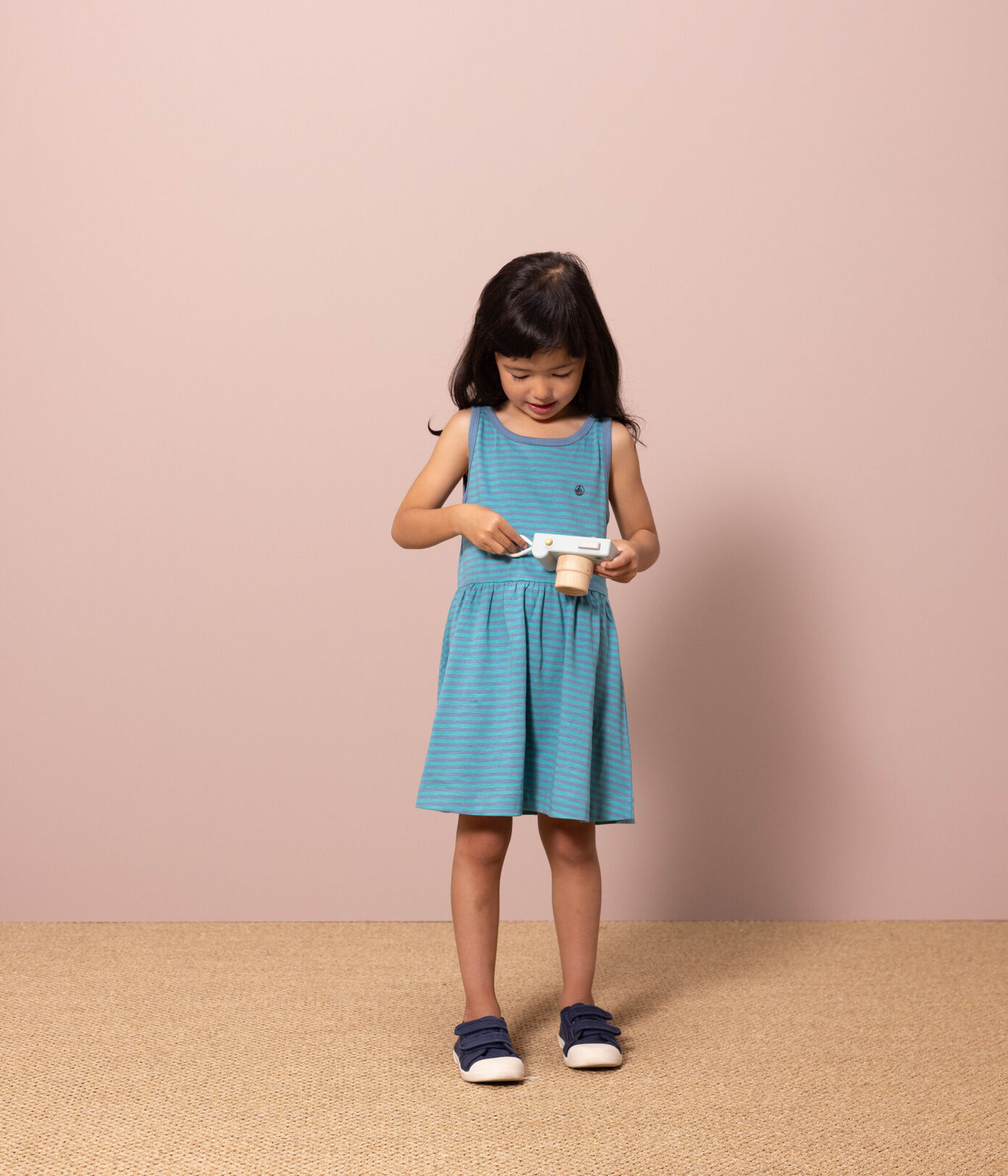 Robe rayée sans manches en coton enfant fille