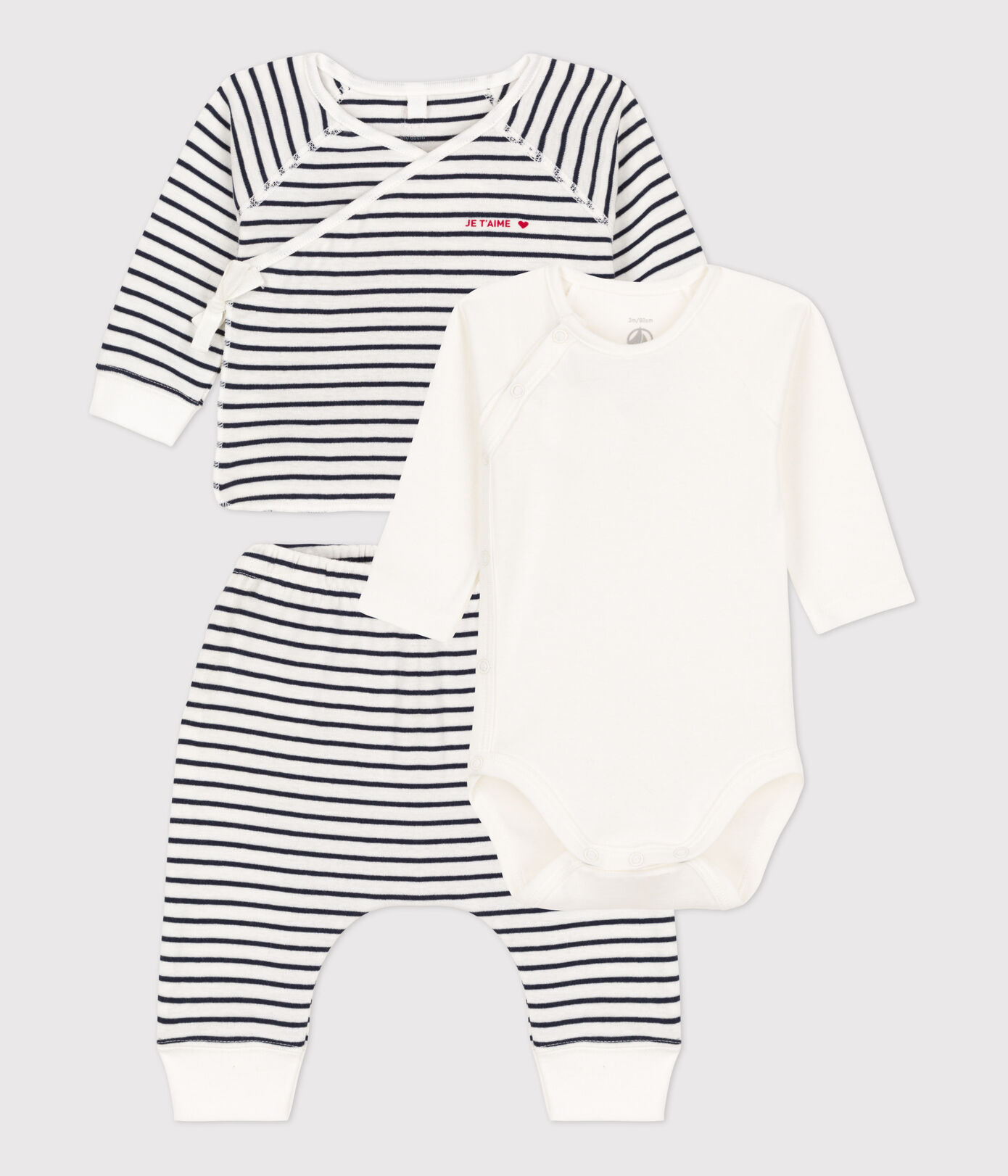 Ensemble 3 pièces iconique en coton bio bébé