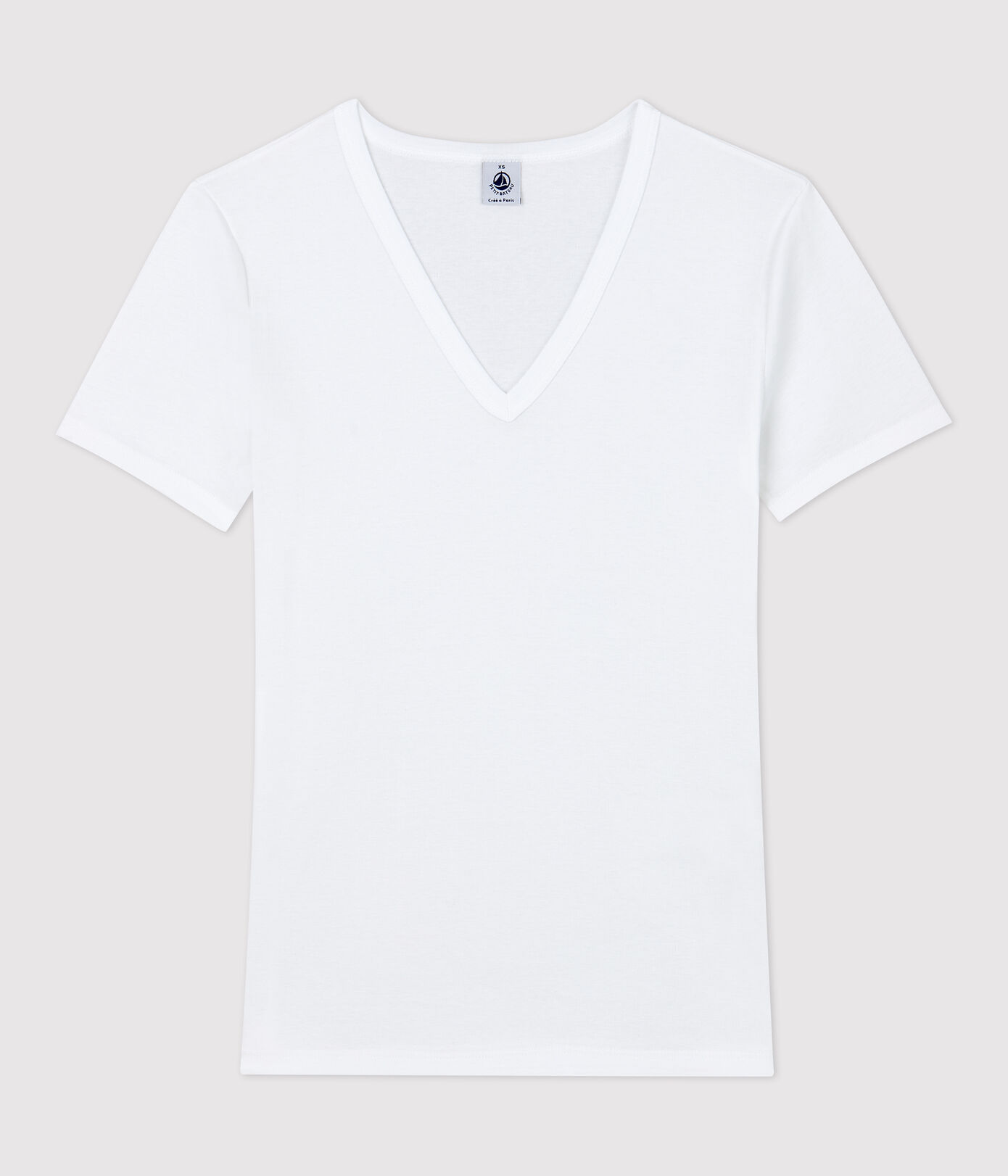 T-shirt col V iconique en coton Femme