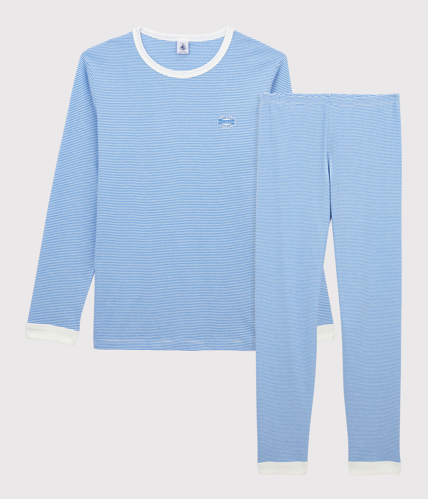 Pyjama milleraies bleu fille/garon en coton biologique