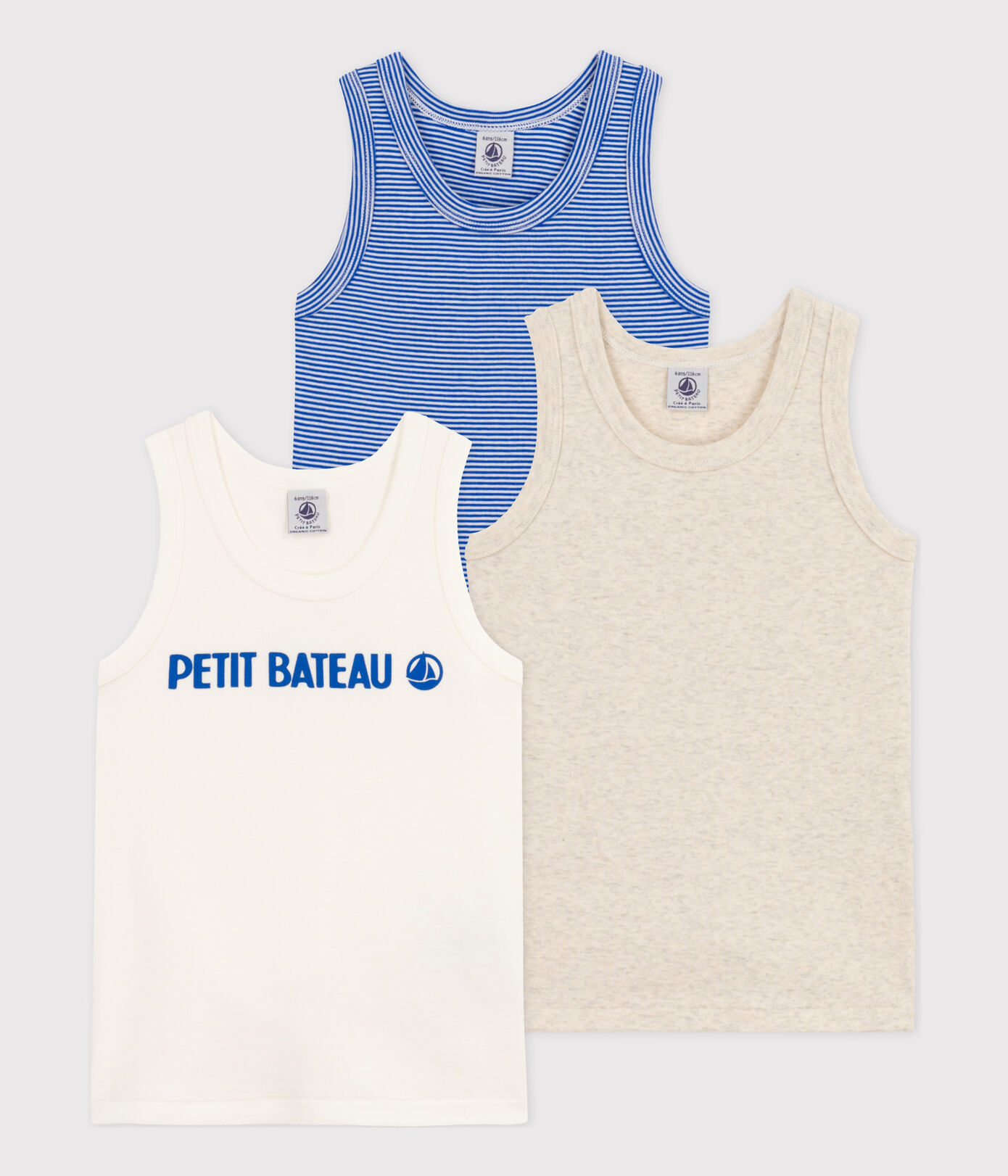Lot de 3 débardeurs Petit Bateau en coton petit garon
