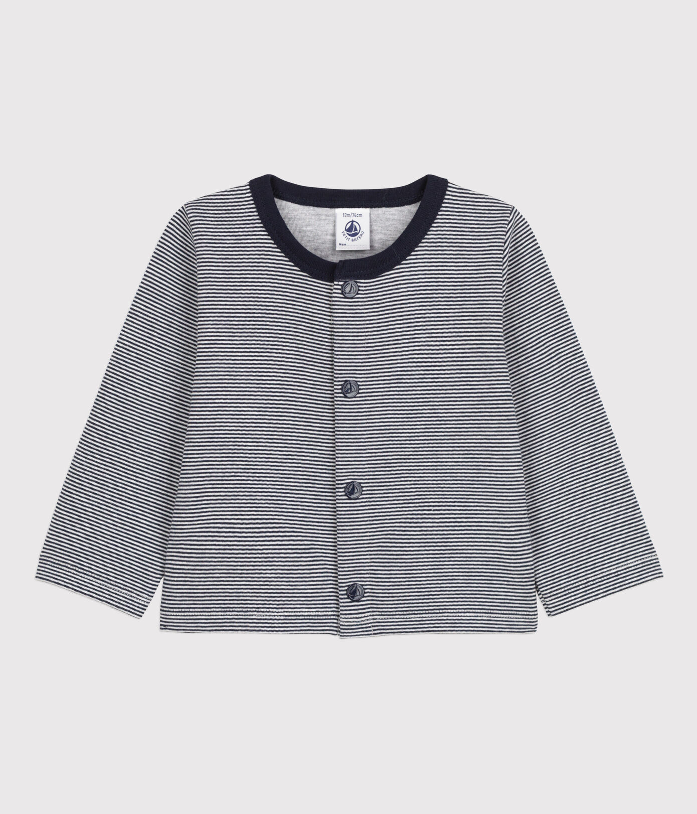 Cardigan bébé rayé milleraies en jersey épais