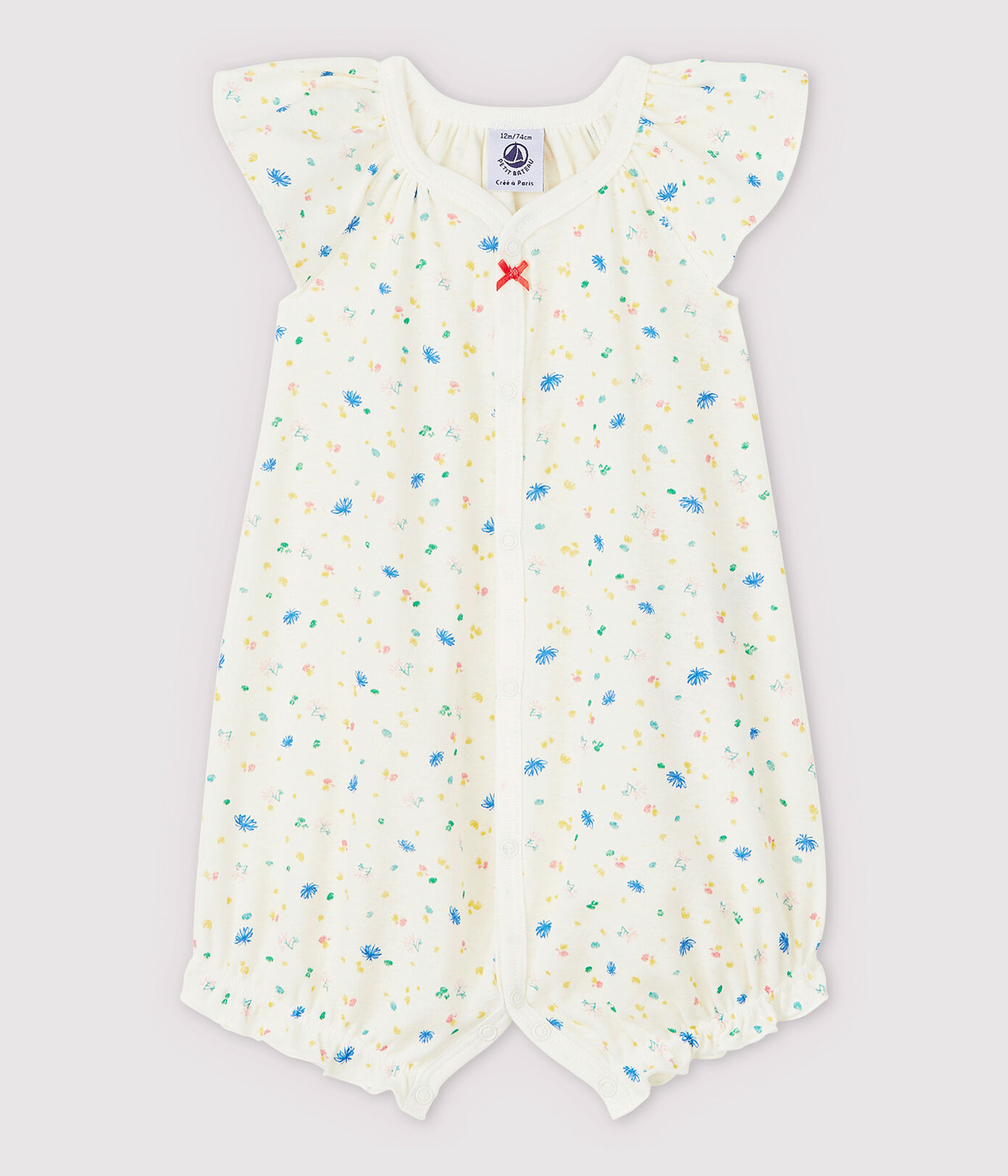 Combicourt à petites fleurs bébé en coton et lin