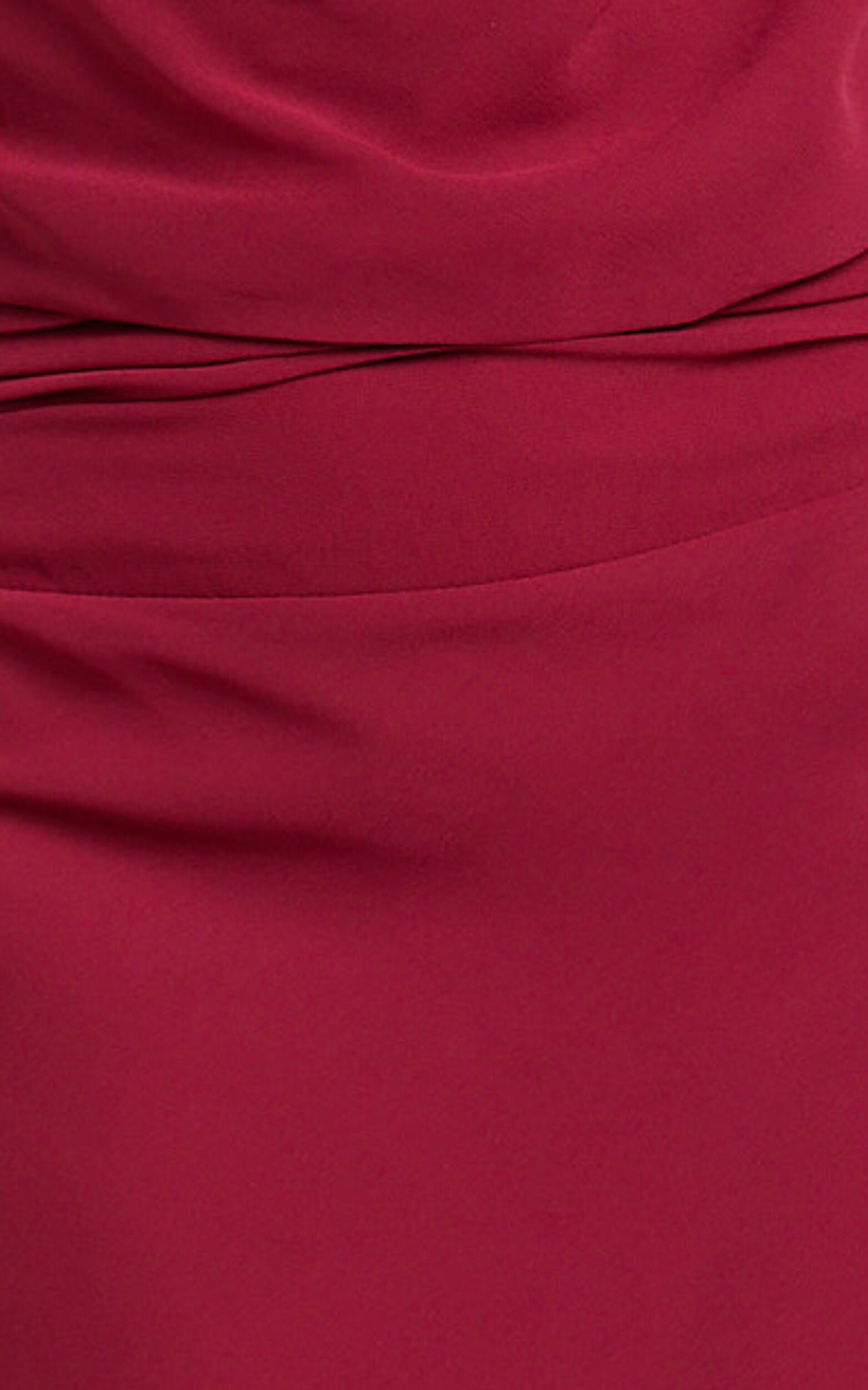 Saskia Two Piece Set - Cowl Tie Neck Top And Low Rise Maxi Skirt in Dark Red