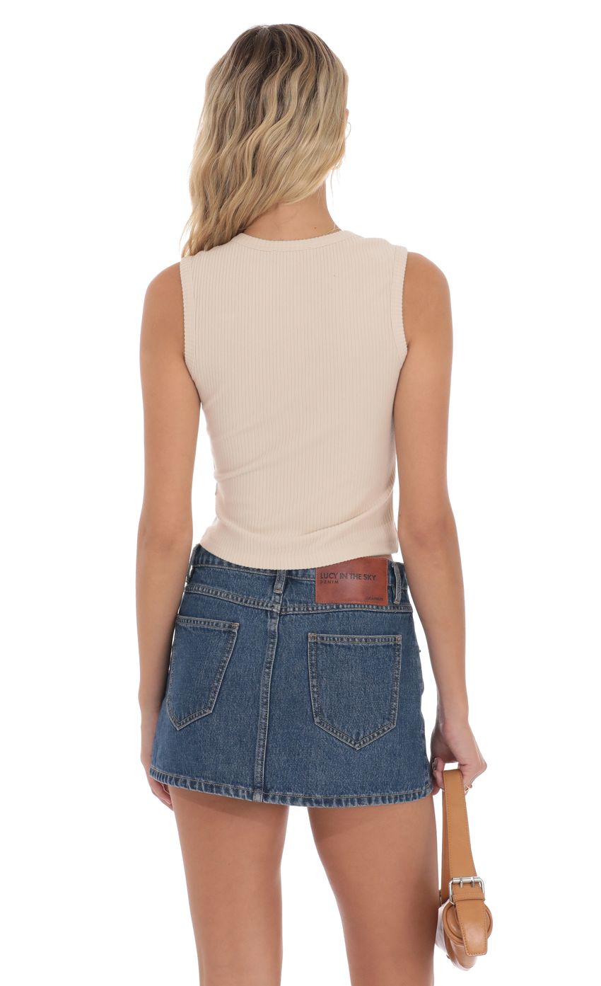 Ribbed Button Top in Cream