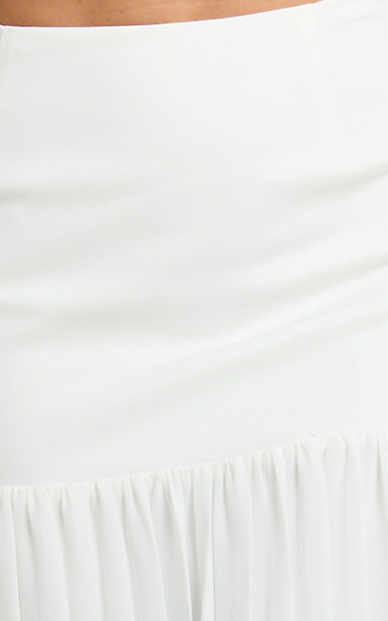 Rowan Two Piece Set - Square Neck Crop Top and High Waist Pleated Skirt Set in Ivory