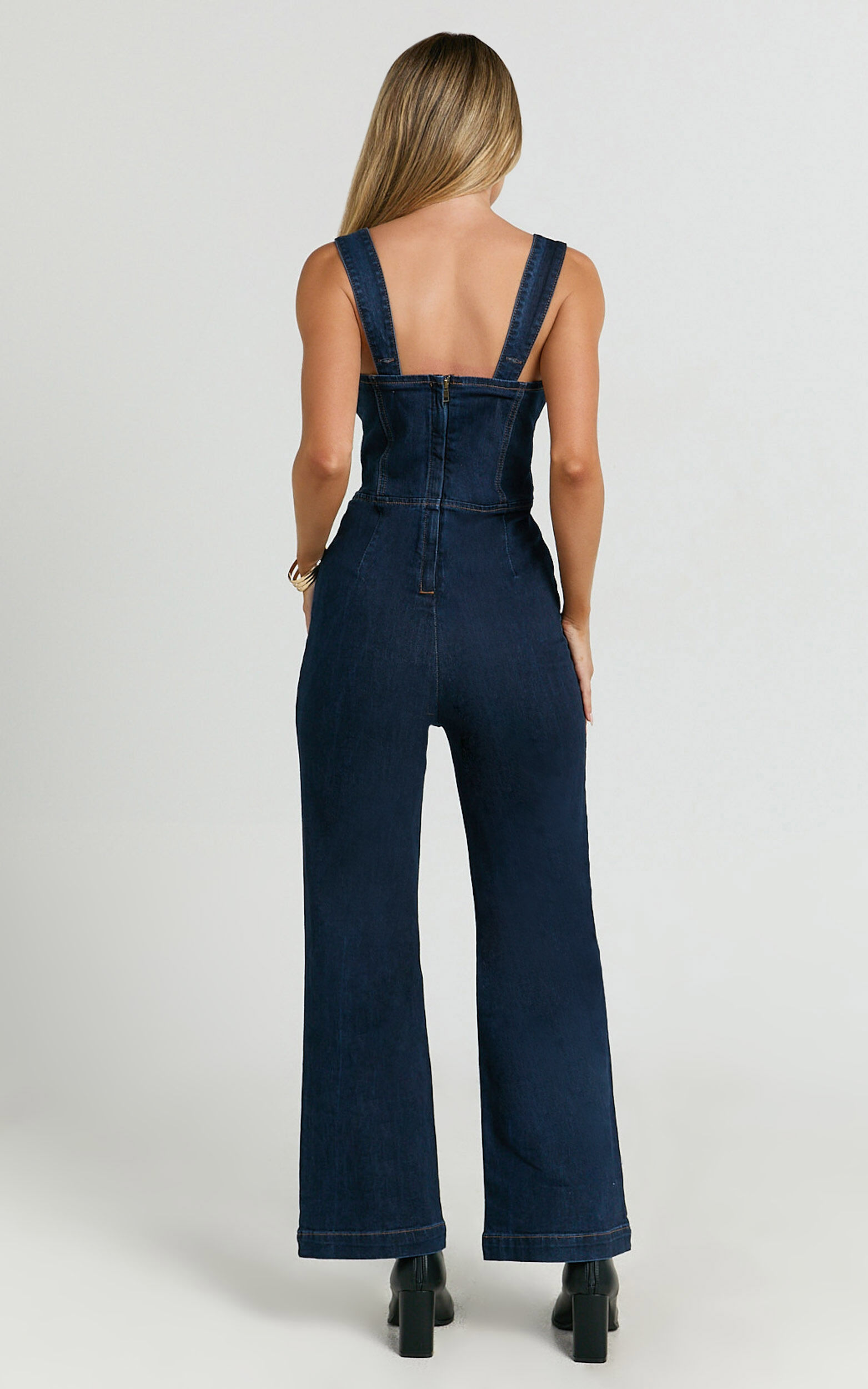 Avie Jumpsuit - Denim Fitted Jumpsuit in Indigo