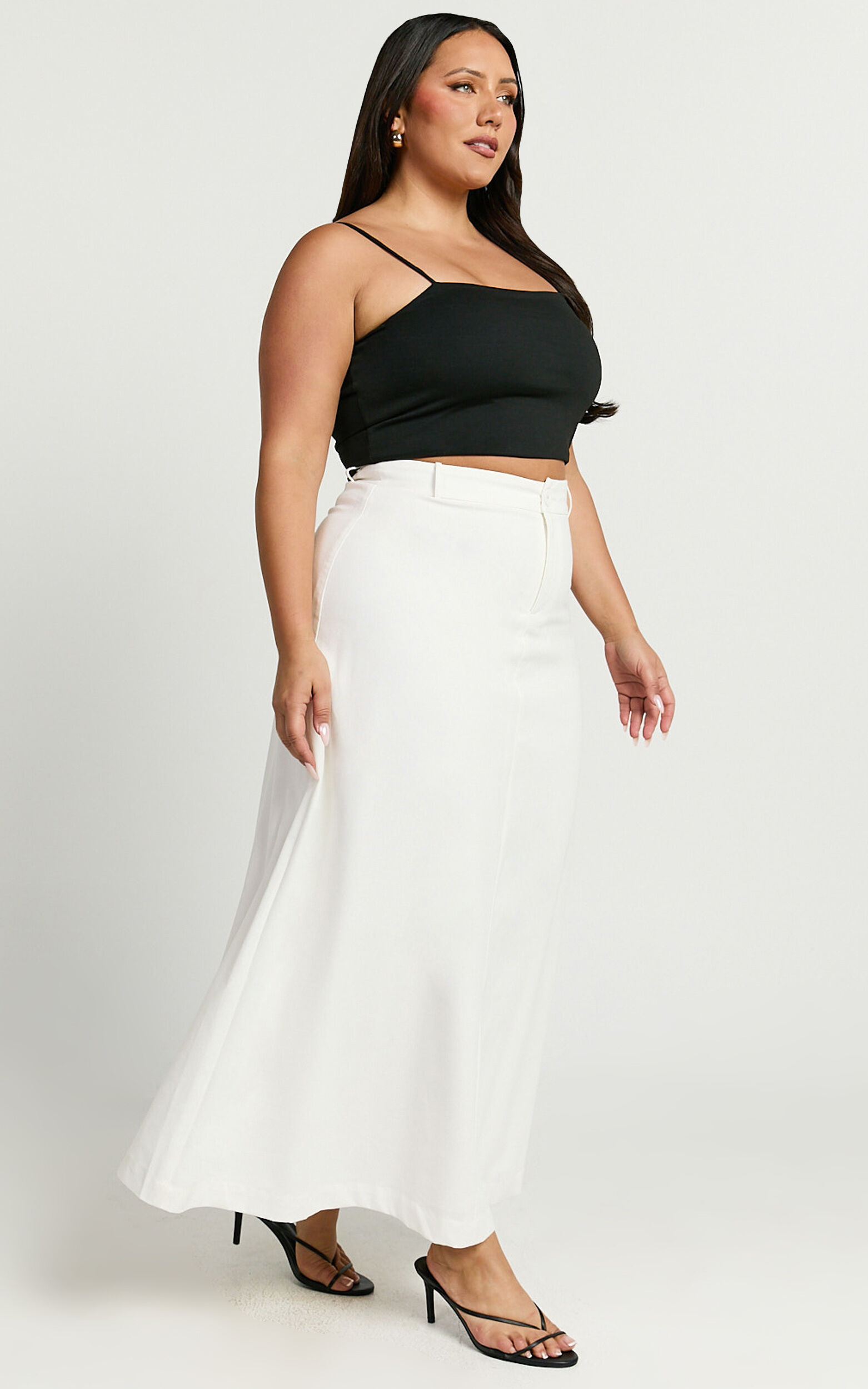 Benjie Maxi Skirt - Tailored Linen High Waisted A Line in White