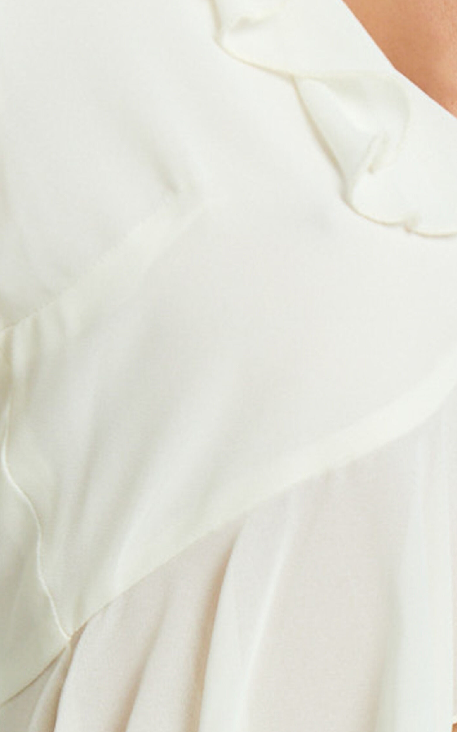 Shaunte Top - Tie Front Frill Top in Cream