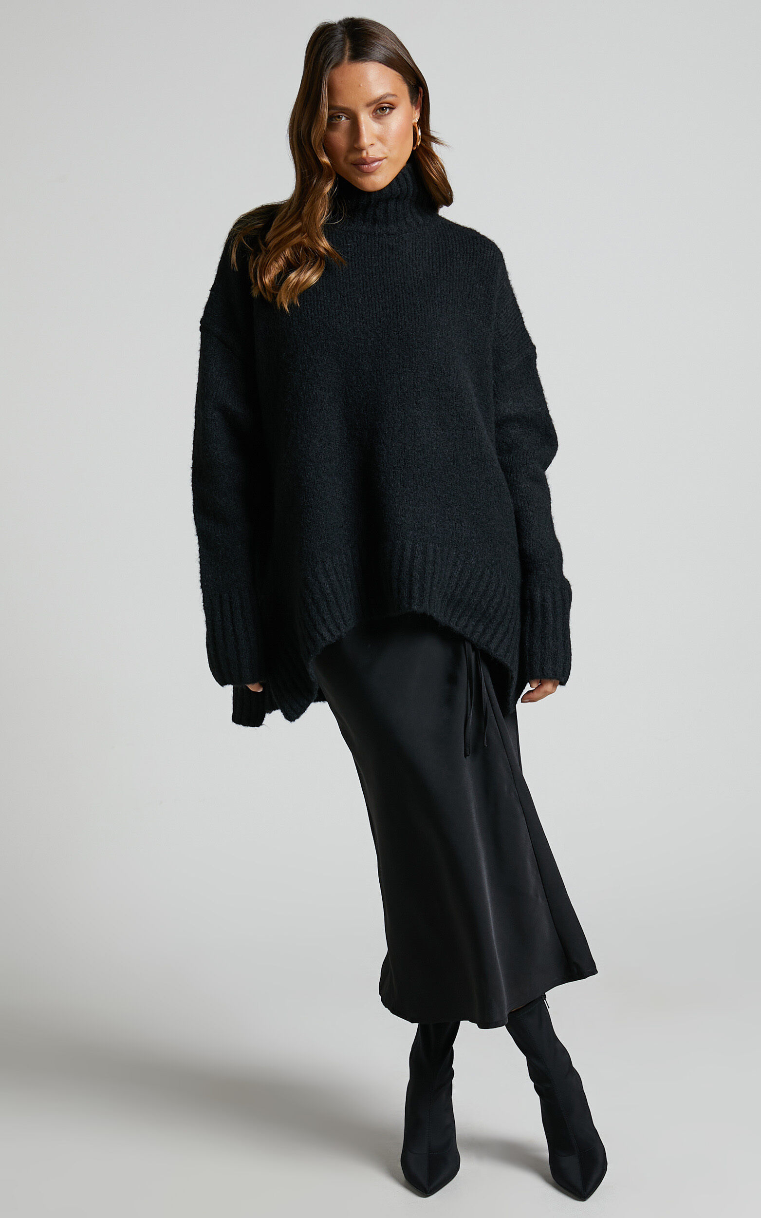Luella Jumper - Oversized Turtle Neck Jumper in Black