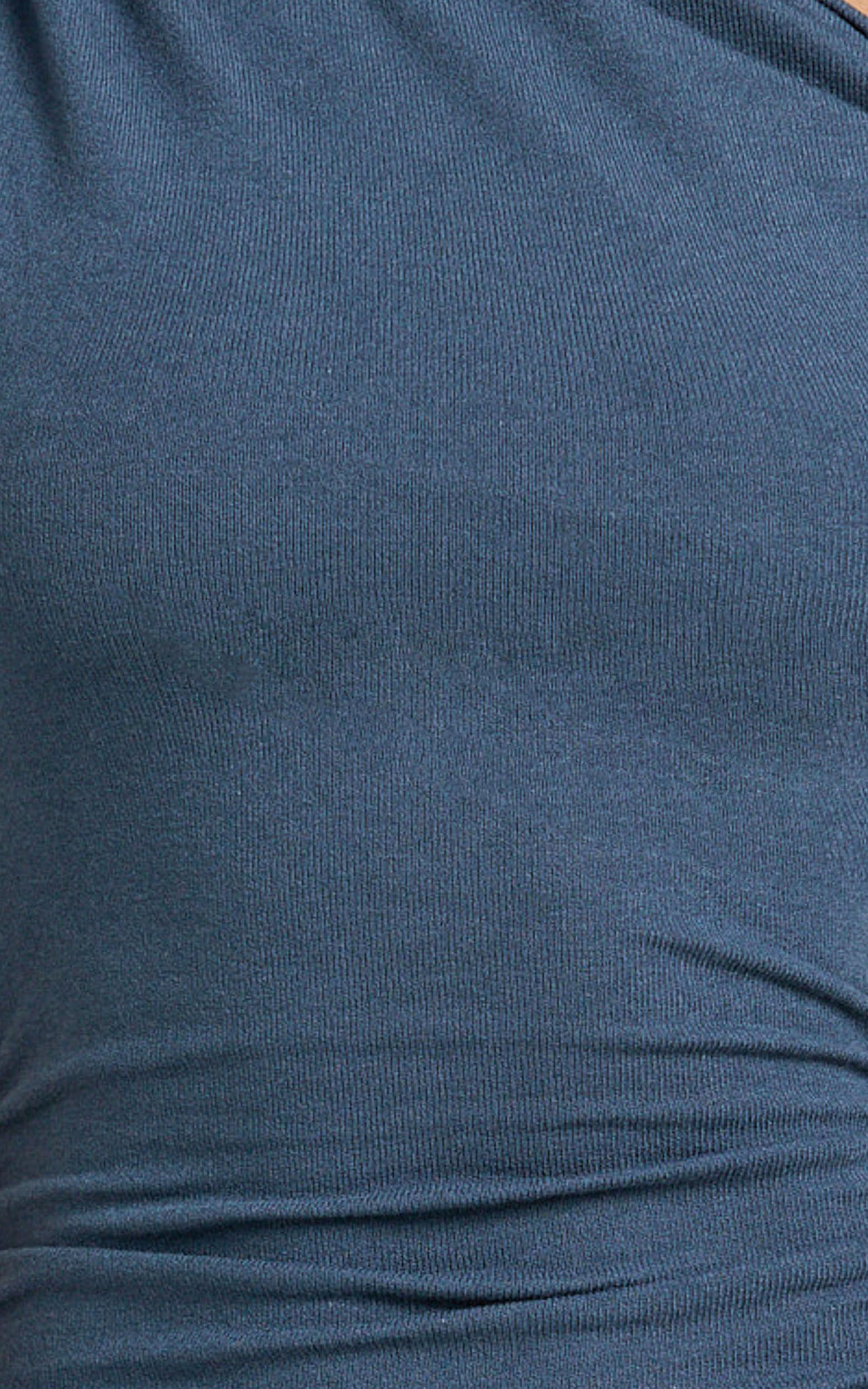 Yvonne Maxi Dress - Jersey Tip Shoulder Ruched Dress in Navy