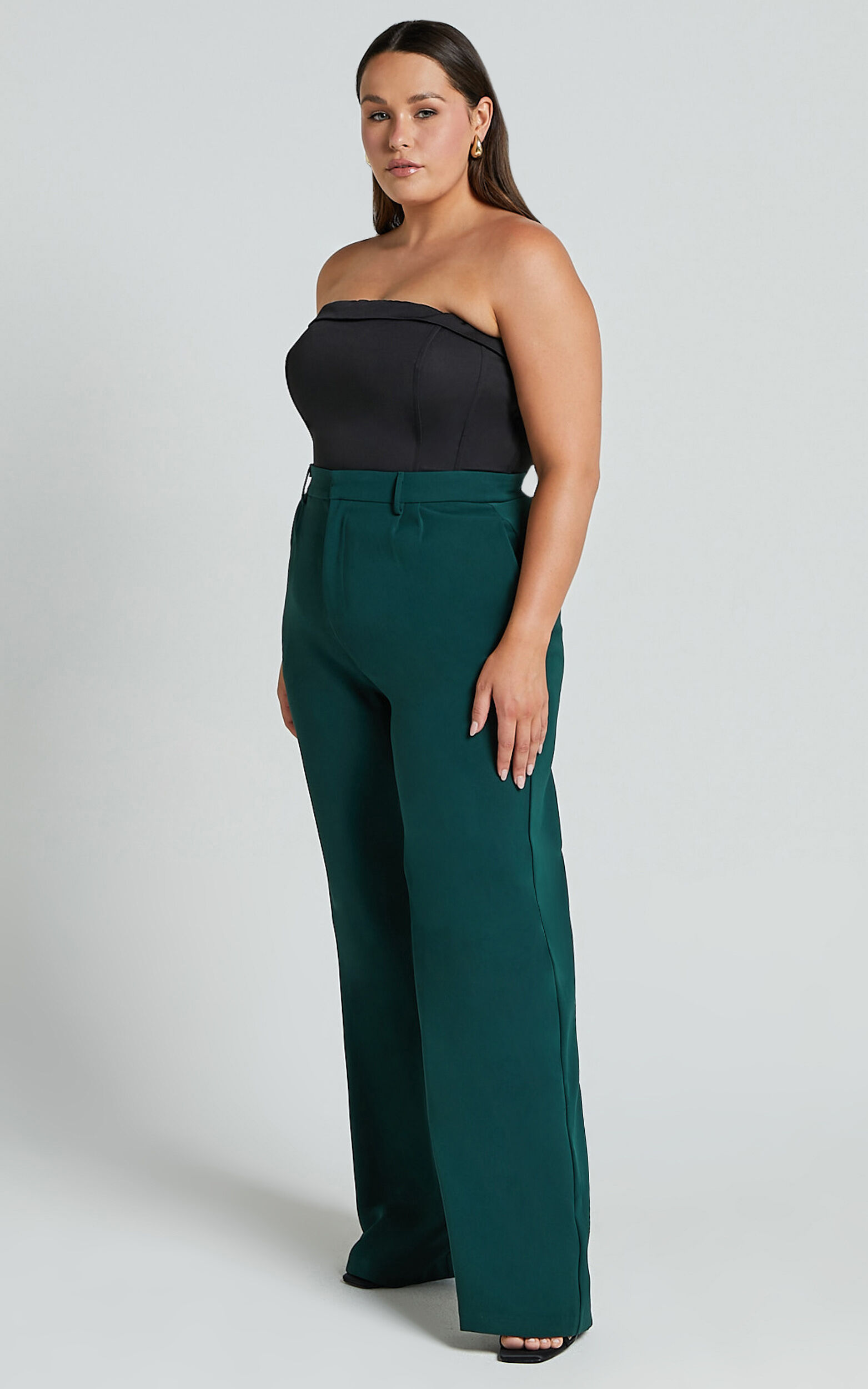 Lorcan Pants - High Waisted Tailored Pants in Forest Green