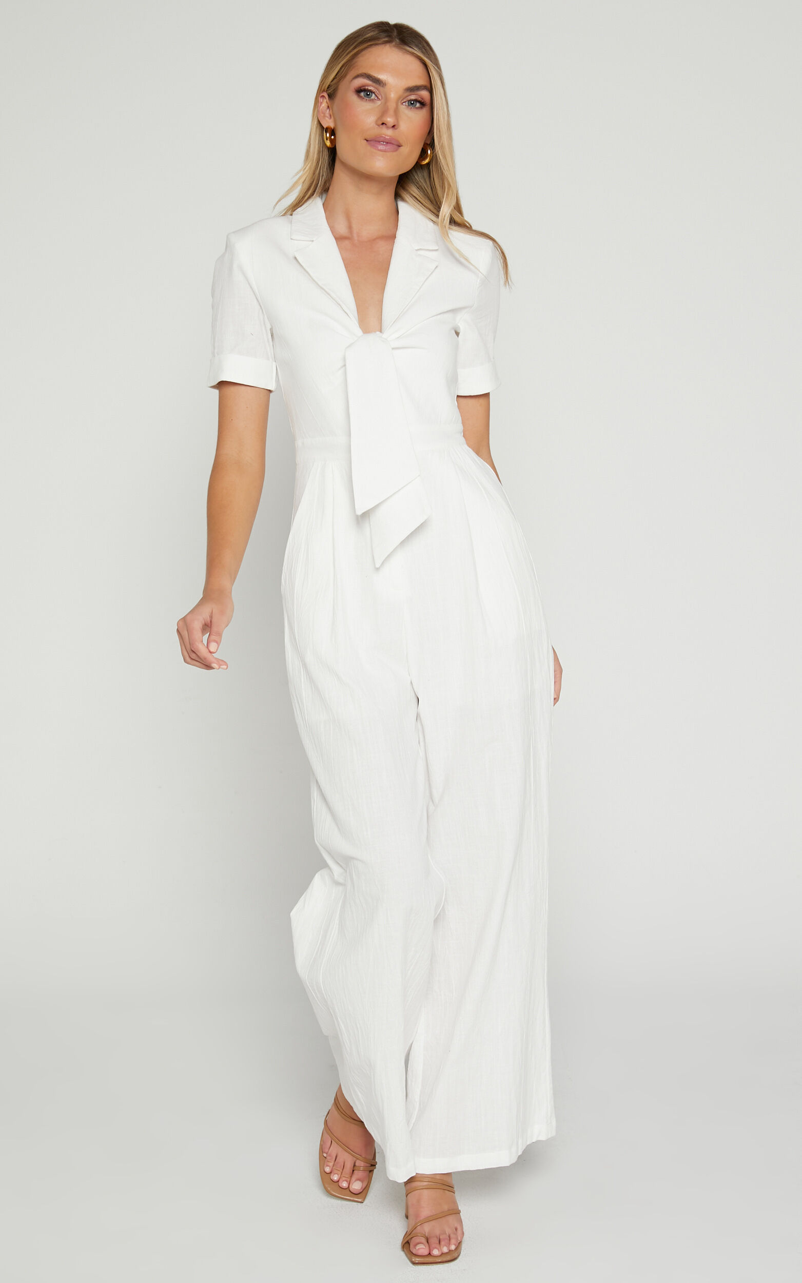 Naples Jumpsuit - Wrap Front Jumpsuit in White