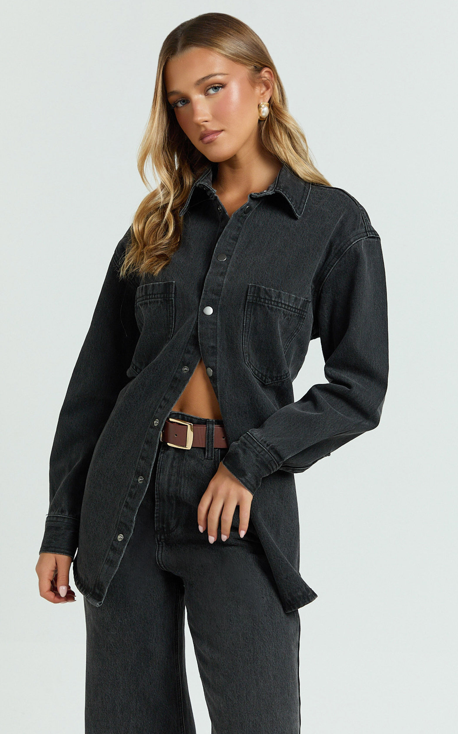 Faharra Shirt - Recycled Cotton Denim Shirt in Black