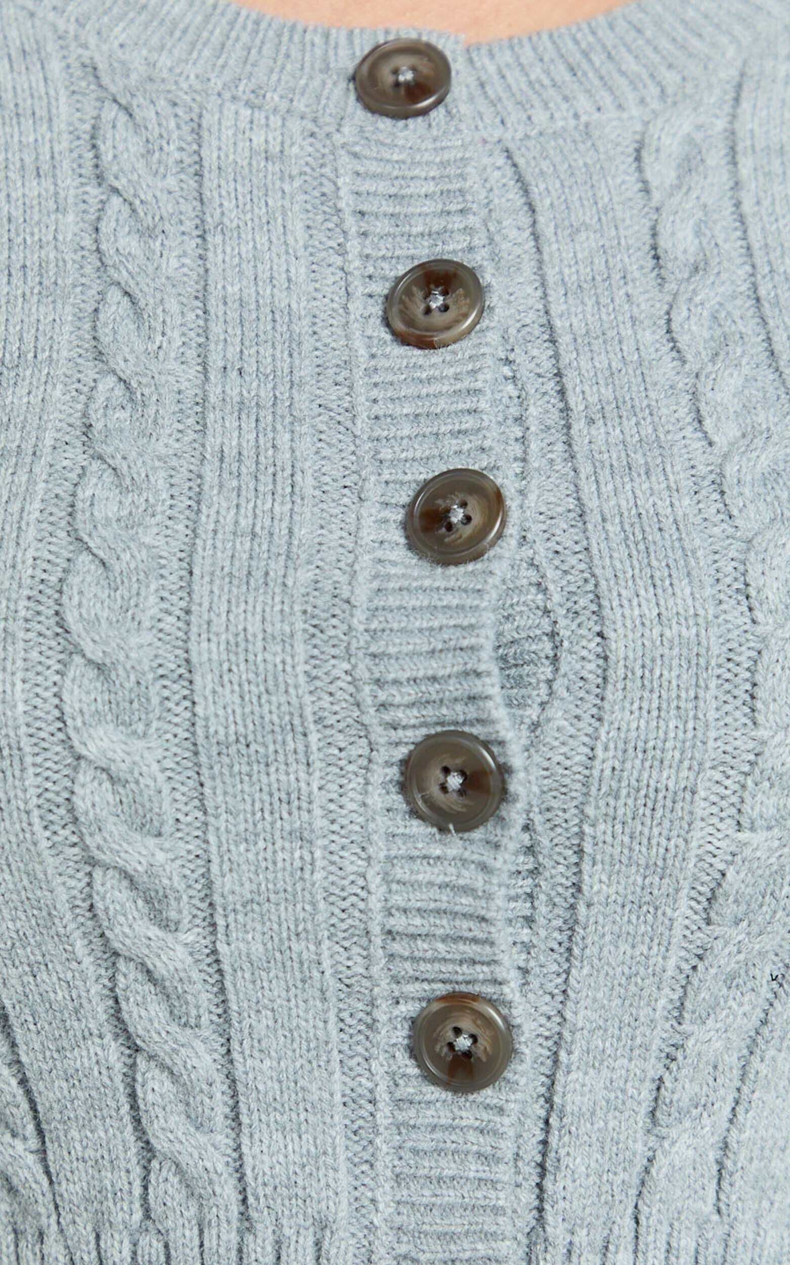 Primrose Cardigan- Recycled Cable Knit Crop Cardigan in Grey