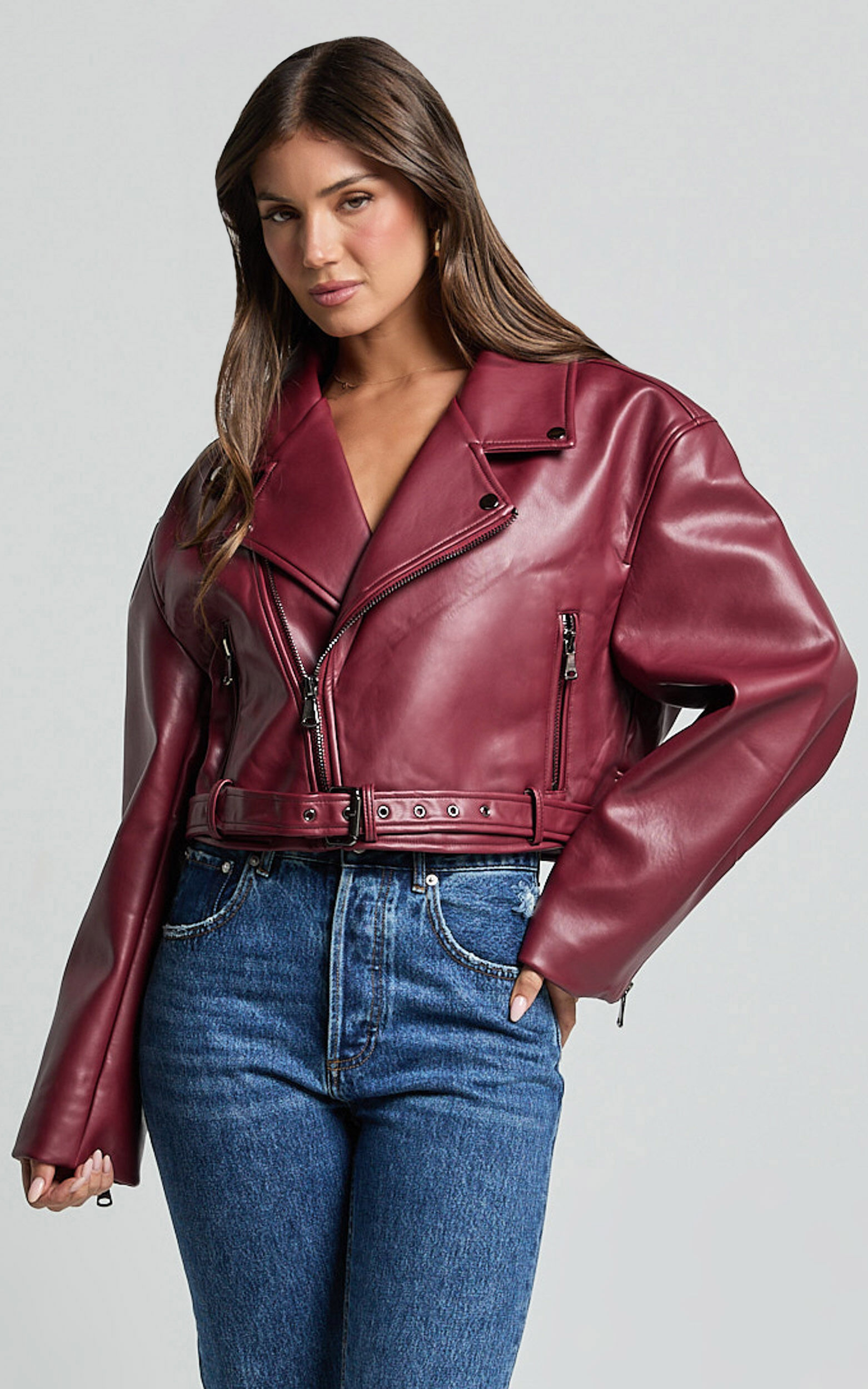 Lioness - Staten Island PU Jacket in Mulberry