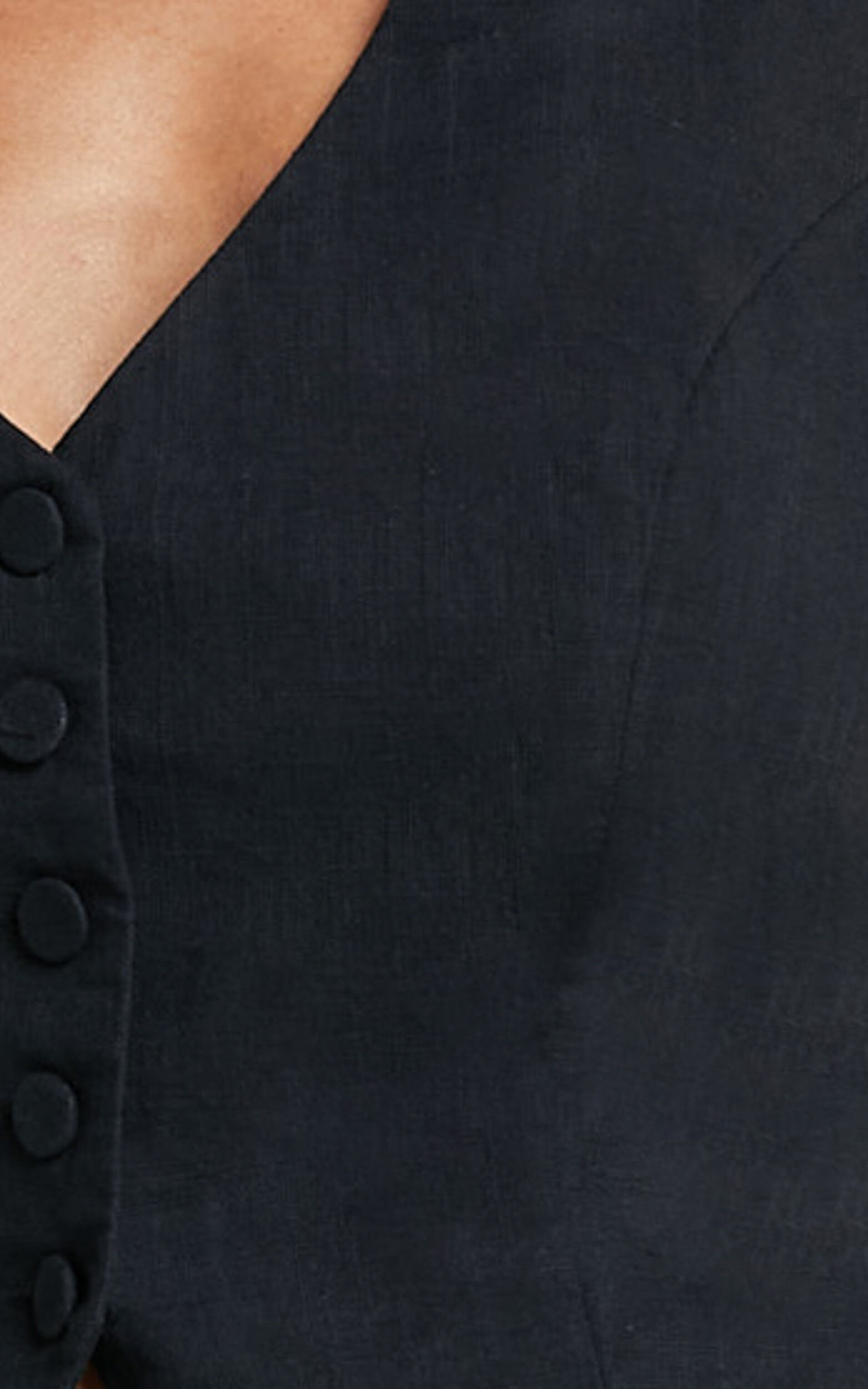 Linette Jumpsuit - Halter Neck Button Through Vest Tailored Wide Leg Jumpsuit in Black