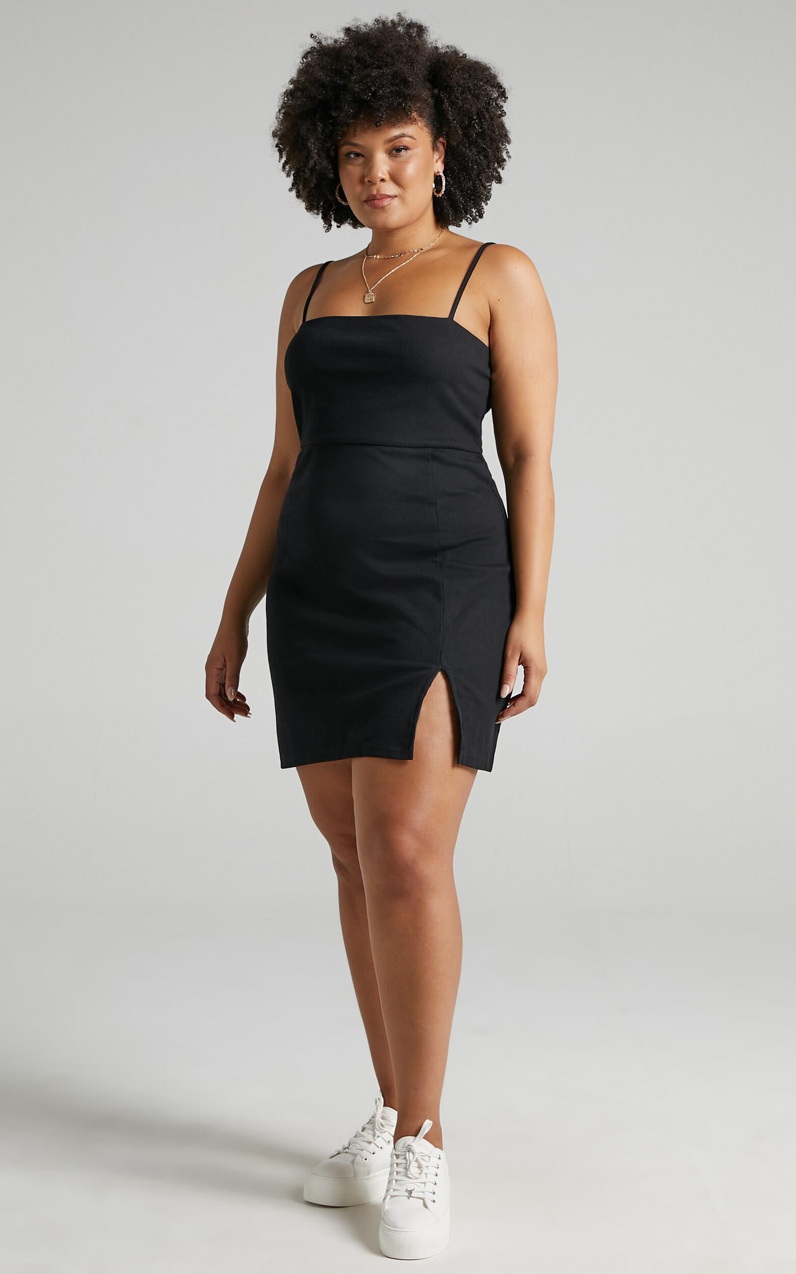 Island Babe Mini Dress - Strappy Bodycon Dress in Black
