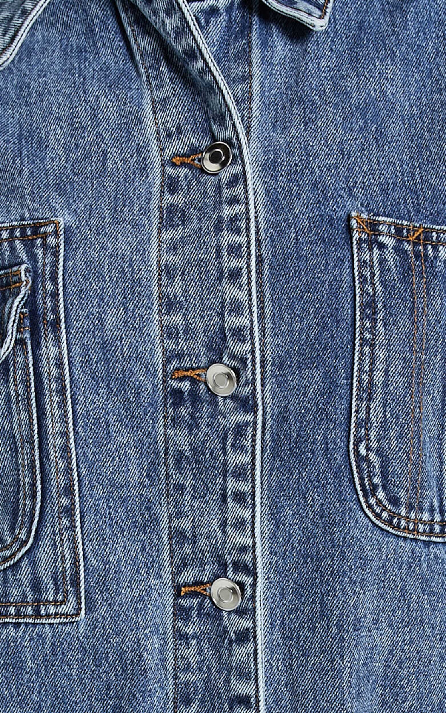 Harlow Jacket - Oversized Long Sleeve Denim Jacket in Mid Blue Wash