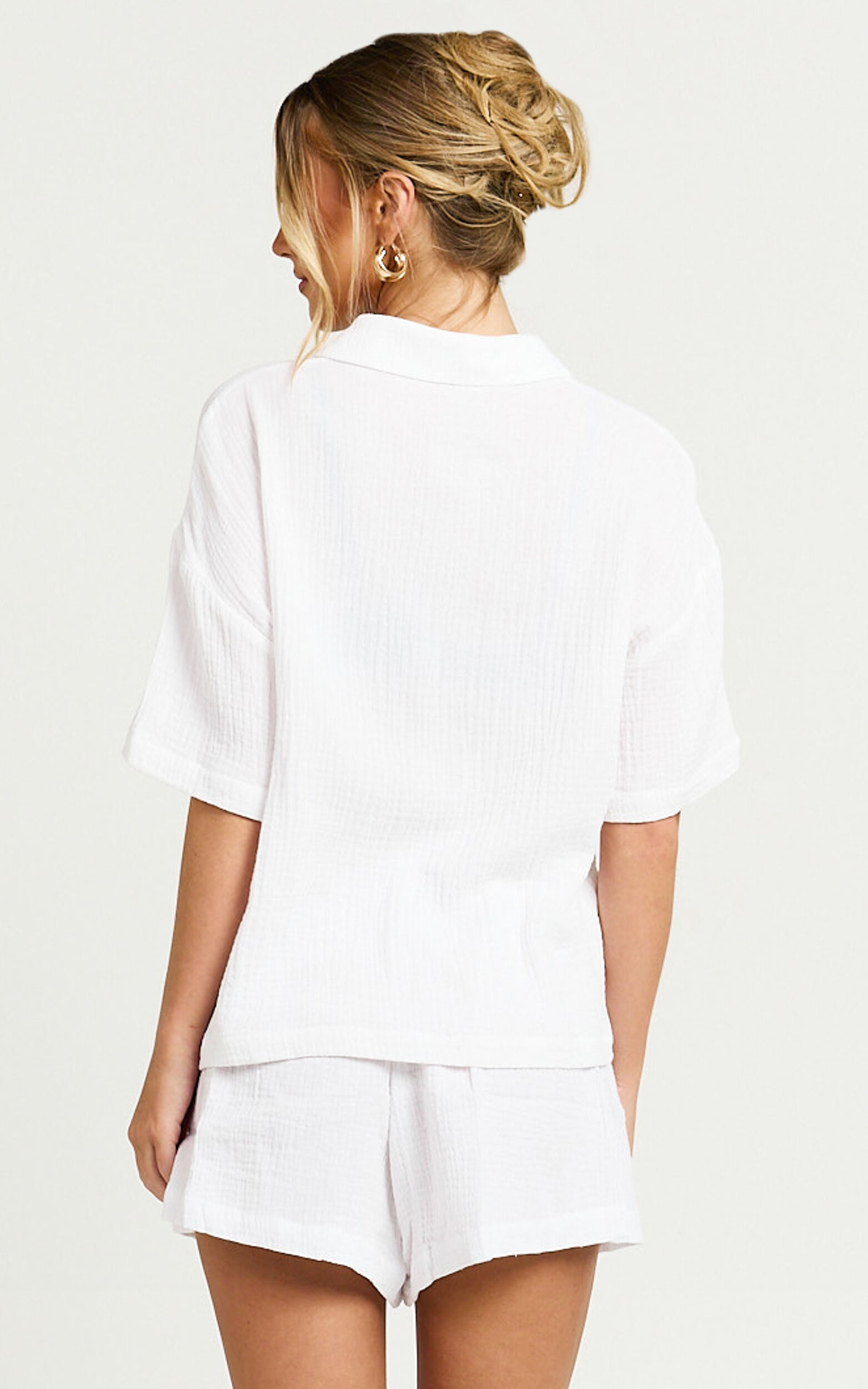 Donita Top - Button Up Shirt Top in White